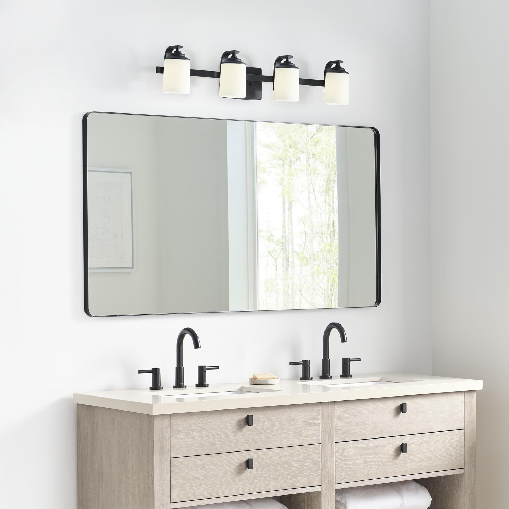 Shown in Midnight Black finish and Etched / White Inside glass