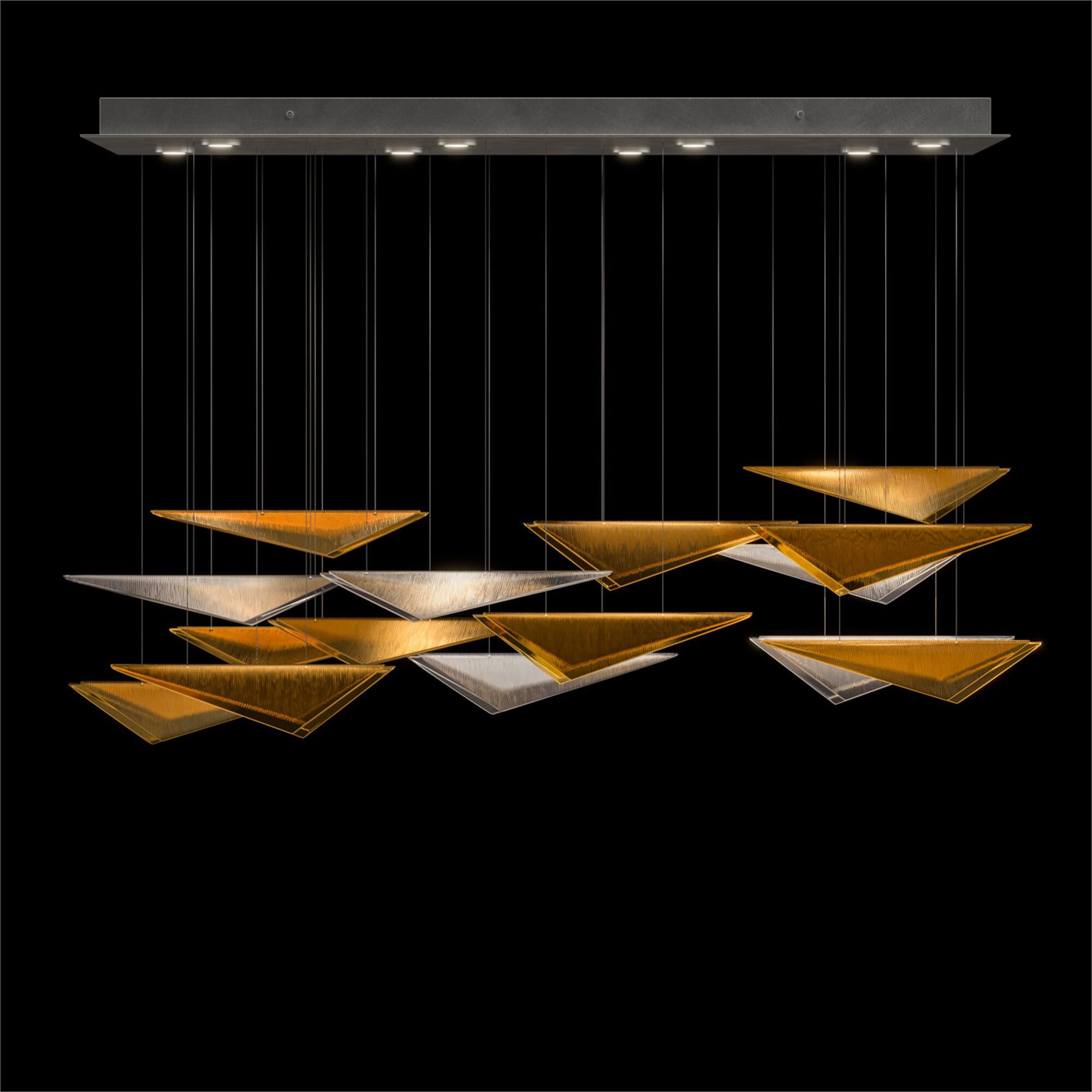 Shown in Silver finish and Amber Linear glass