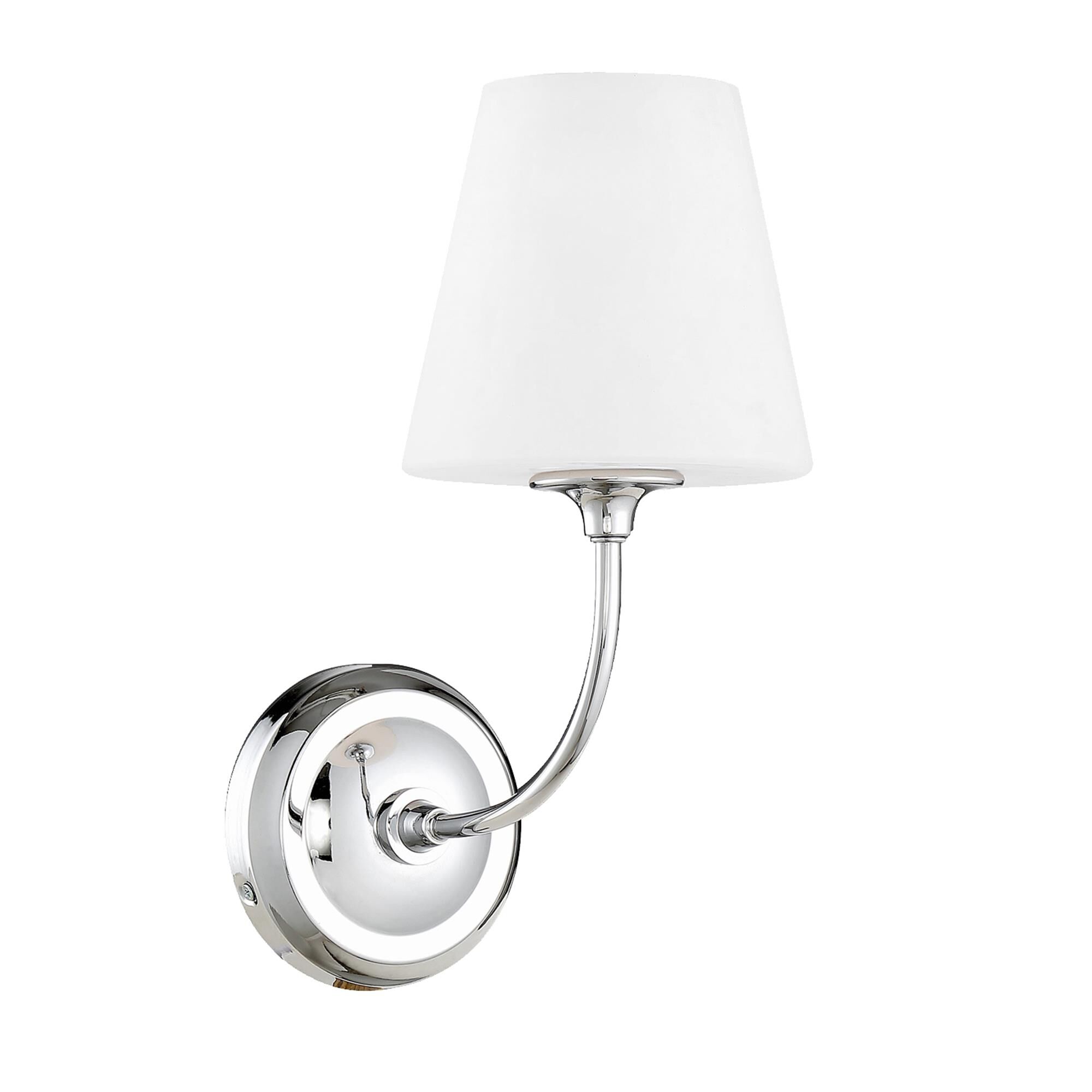 Shown in Polished Chrome finish and Glass glass and White shade