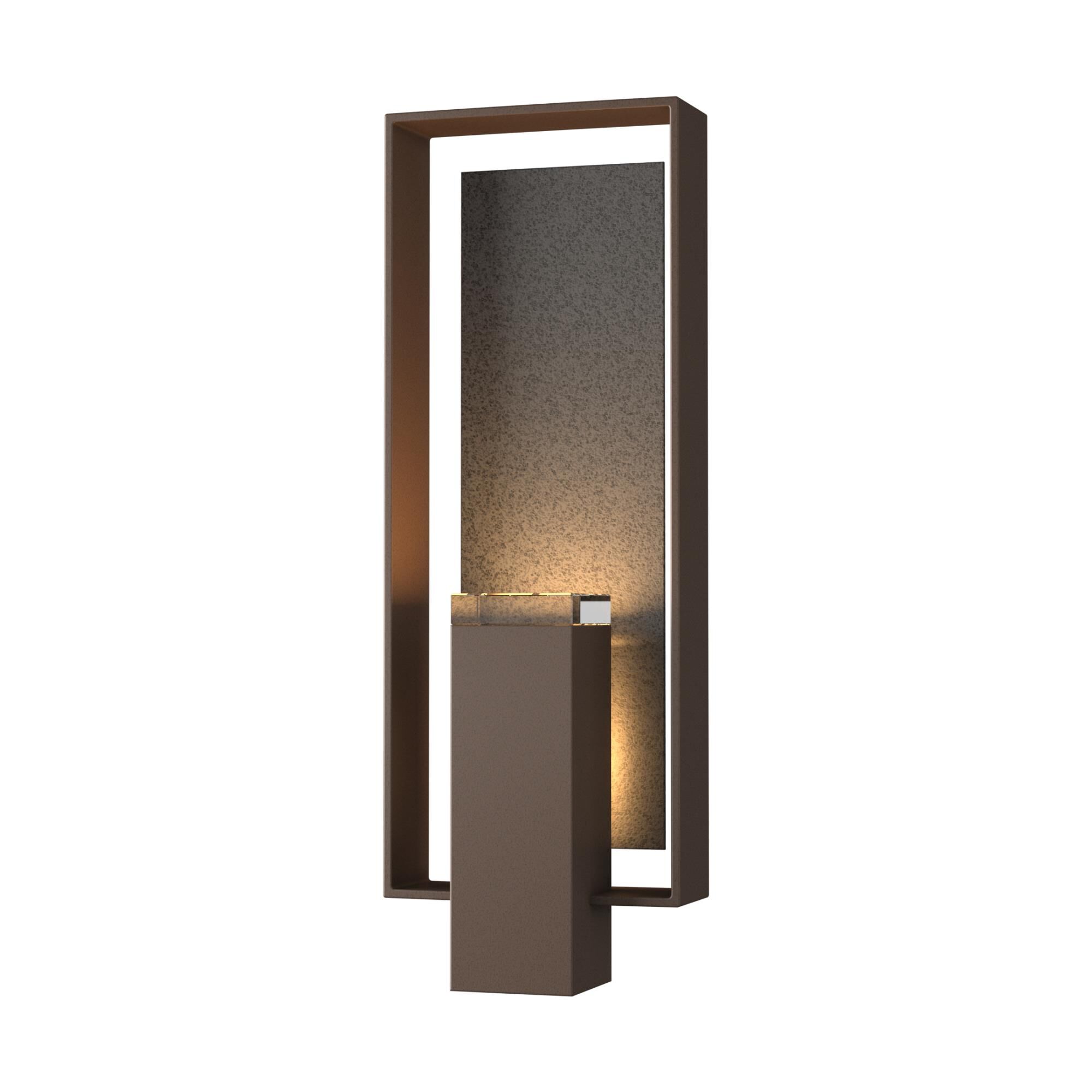 Shown in Coastal Bronze finish and Clear  glass and Natural Iron accent