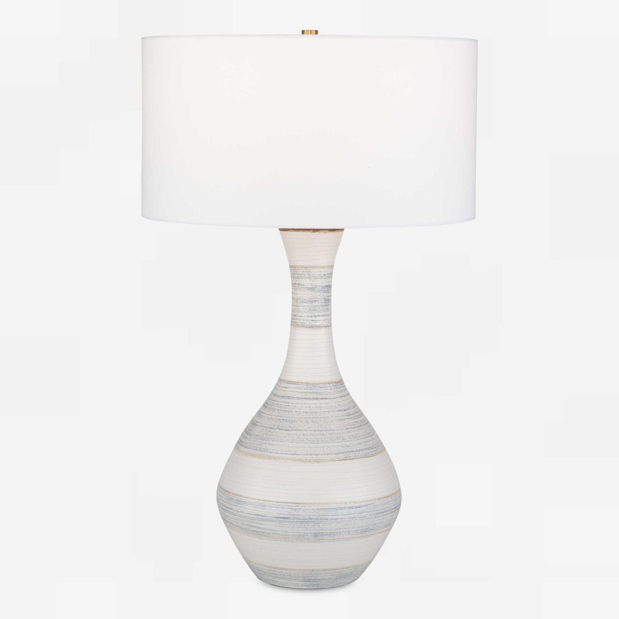 Shown in Ivory Blue finish and Drum With Liner shade