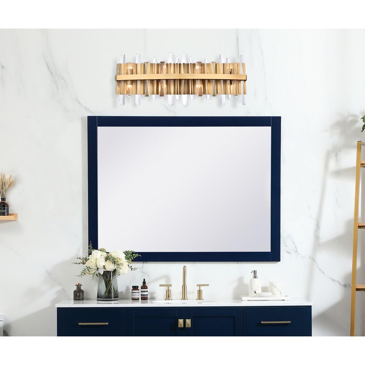 Shown in Satin Gold finish and Royal Cut crystal