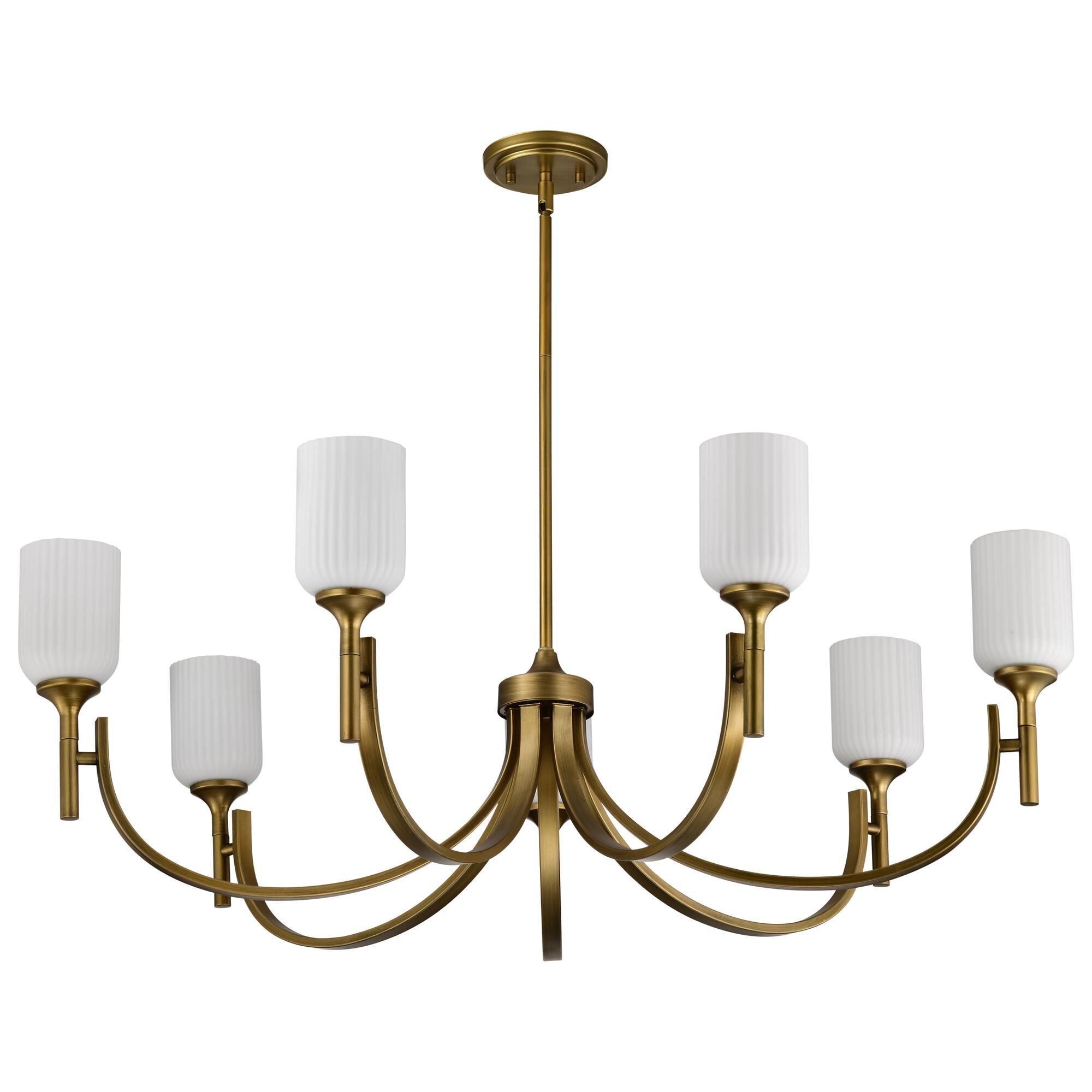 Shown in Natural Brass finish and Frosted Ribbed glass