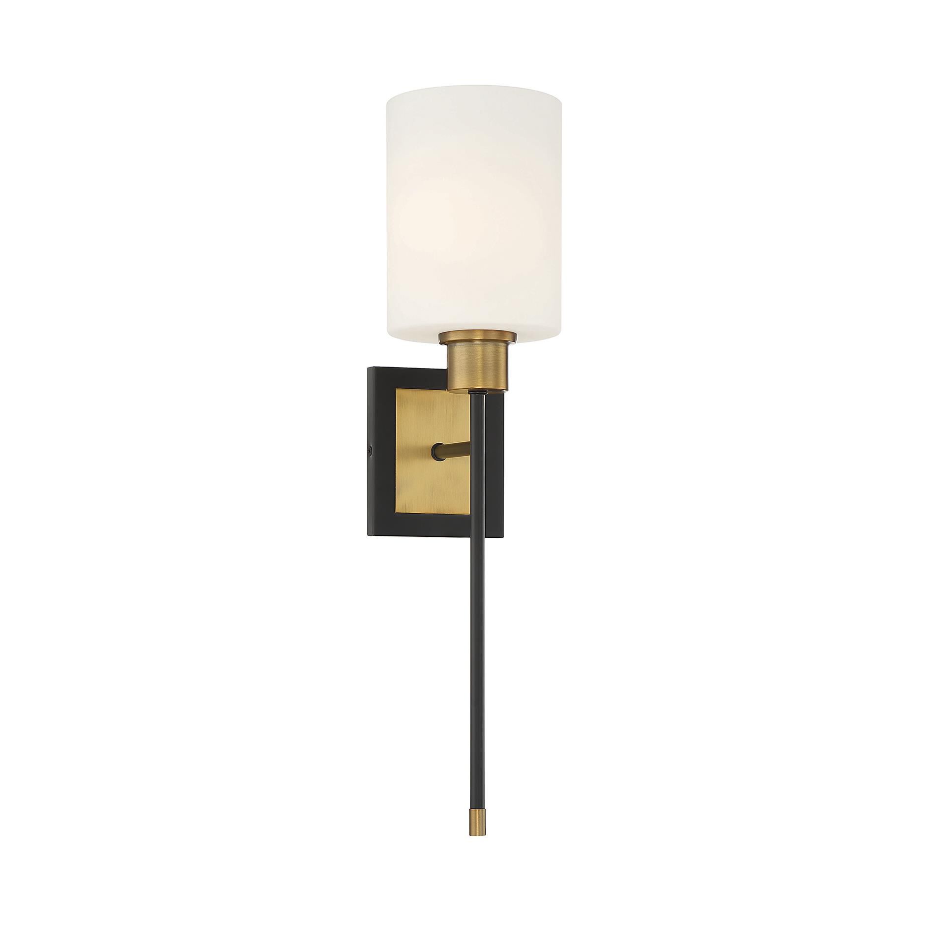 Shown in Matte Black With Warm Brass Accents finish and White Opal glass and Glass shade