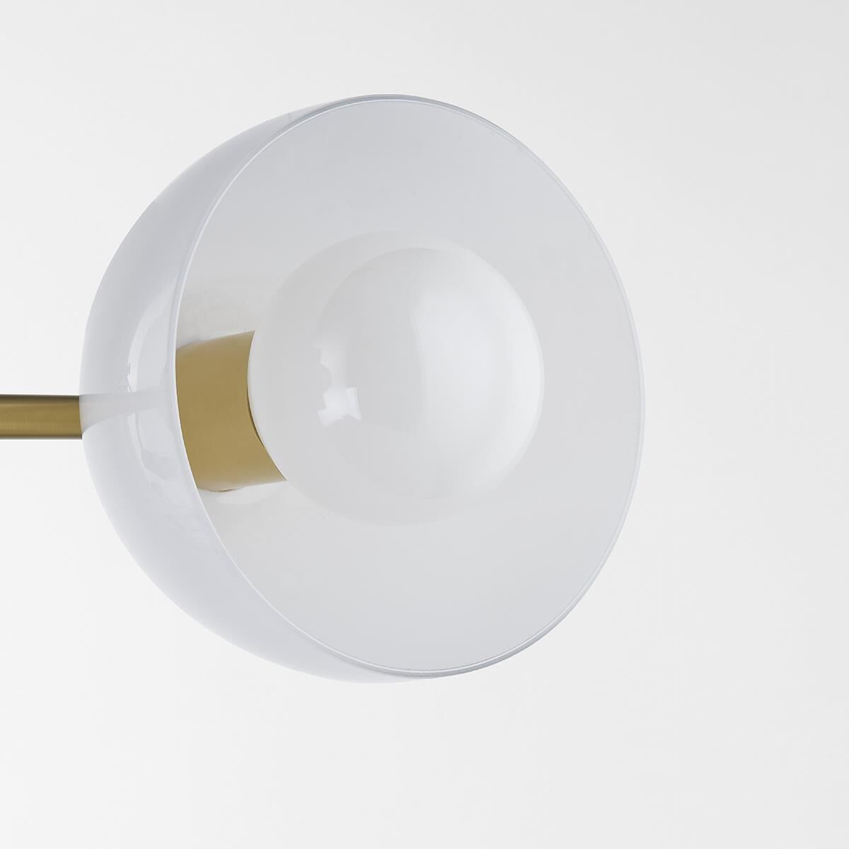 Shown in Aged Brass finish and Opal Glossy glass