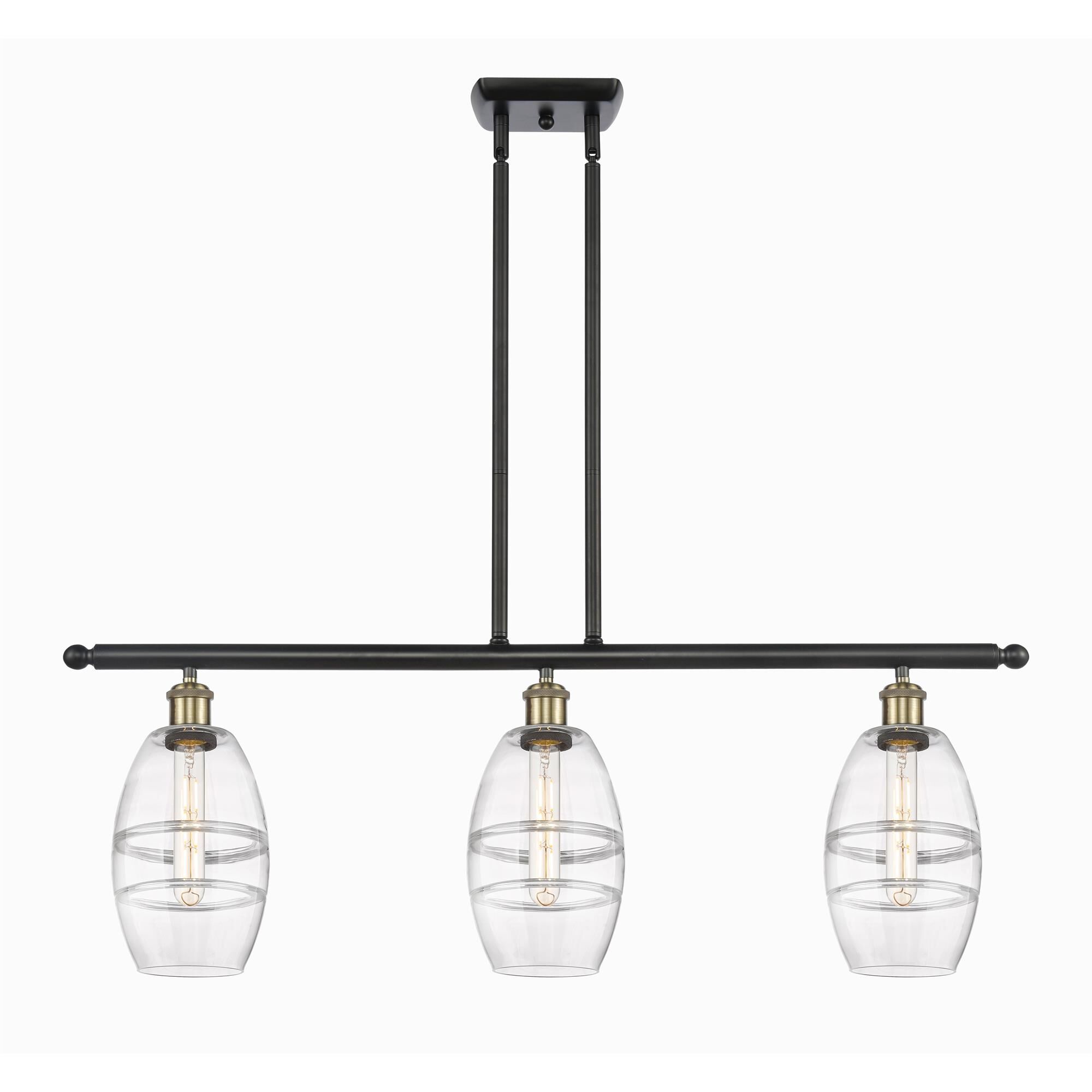 Shown in Black Antique Brass finish and Clear glass