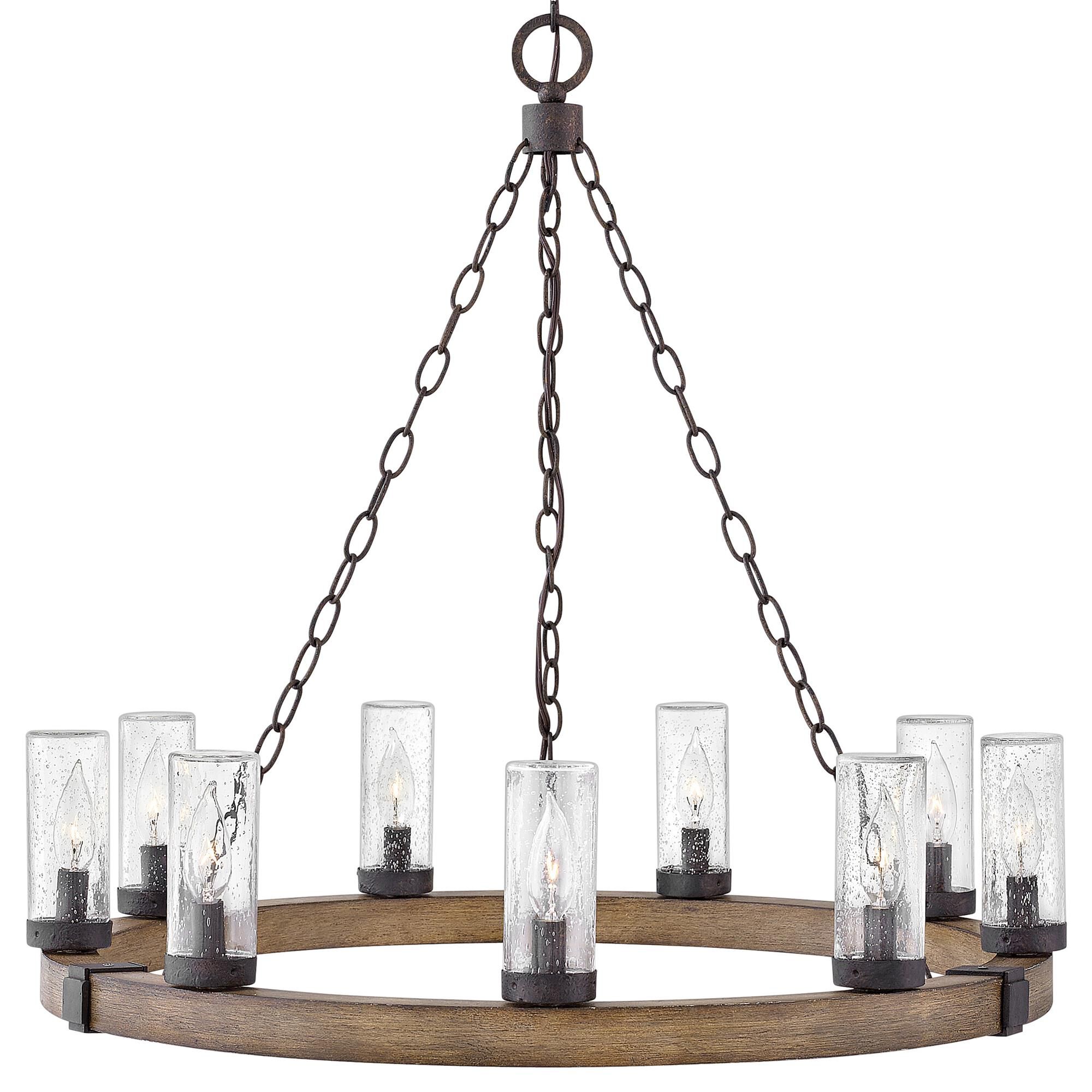 Shown in Sequoia finish and Clear Seedy glass