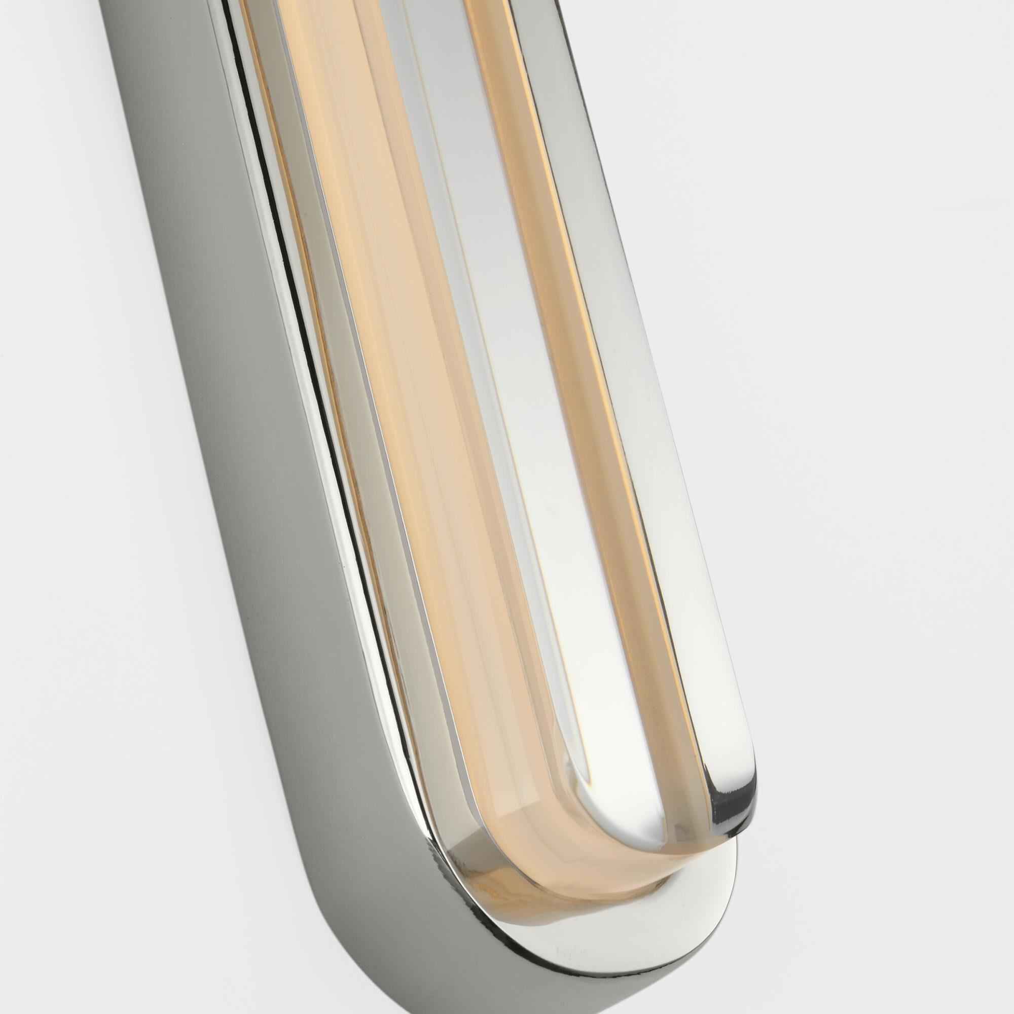 Shown in Polished Nickel finish and Clear Crystal glass