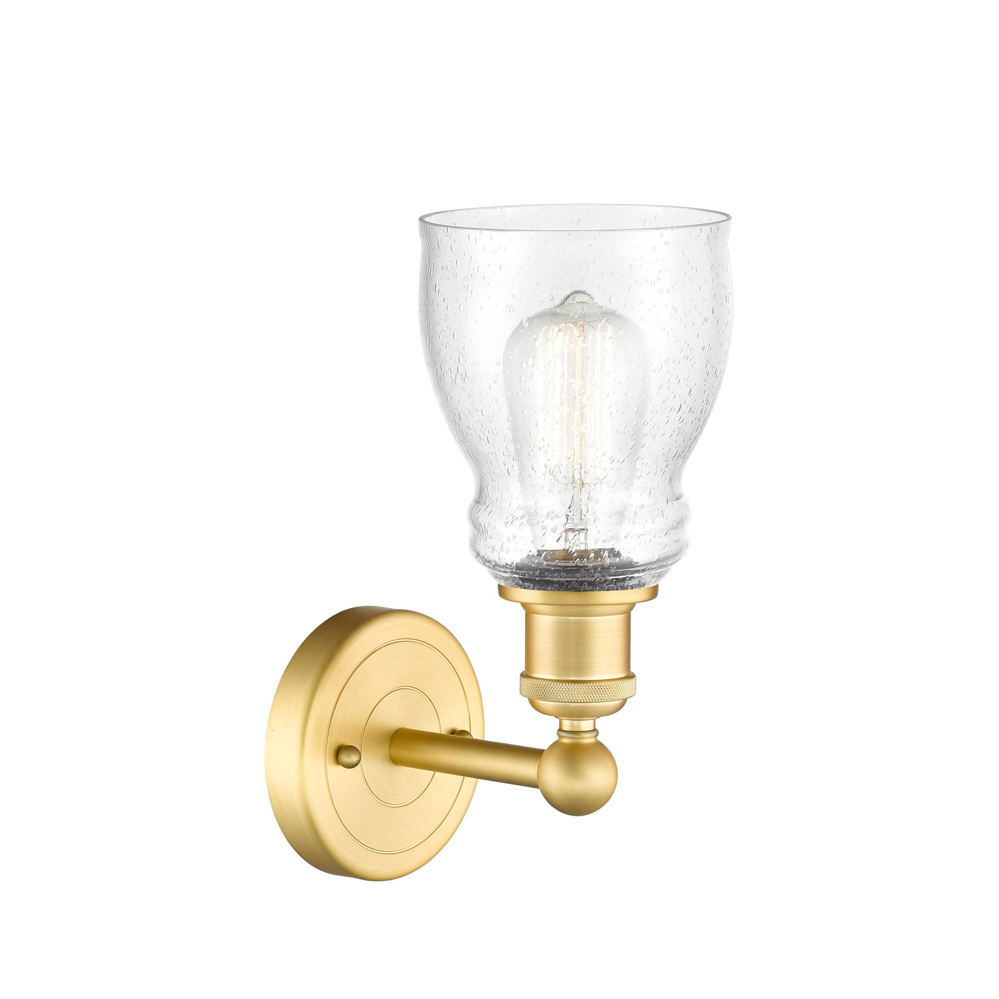 Shown in Satin Gold finish and Seedy glass