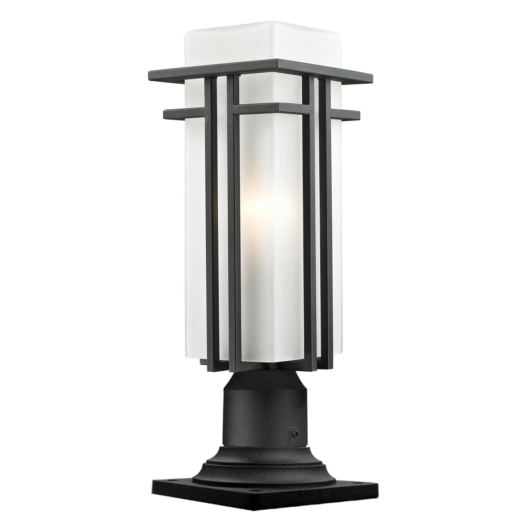 Shown in Black finish and Glass shade