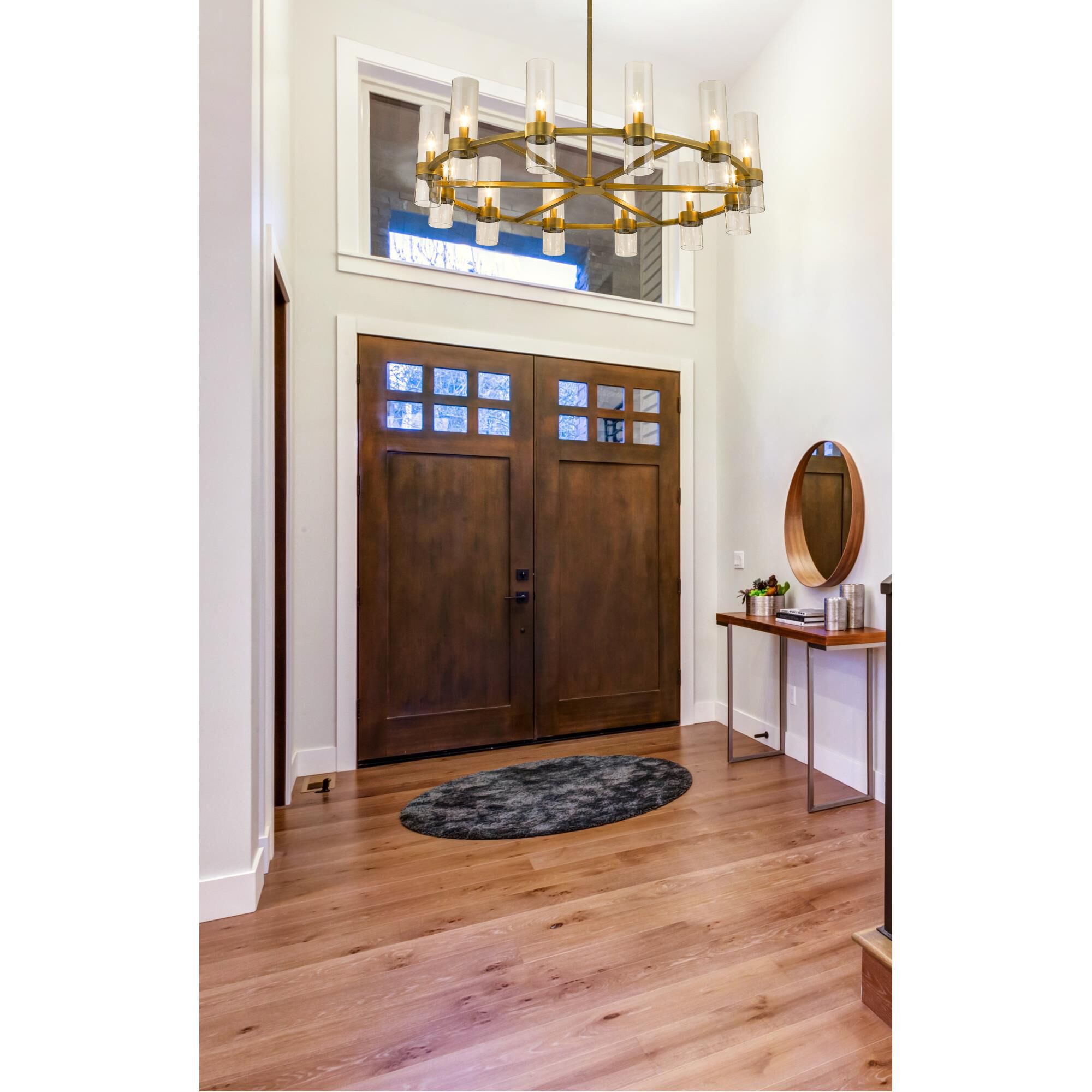 Shown in Rubbed Brass finish and Clear glass and No Shade shade