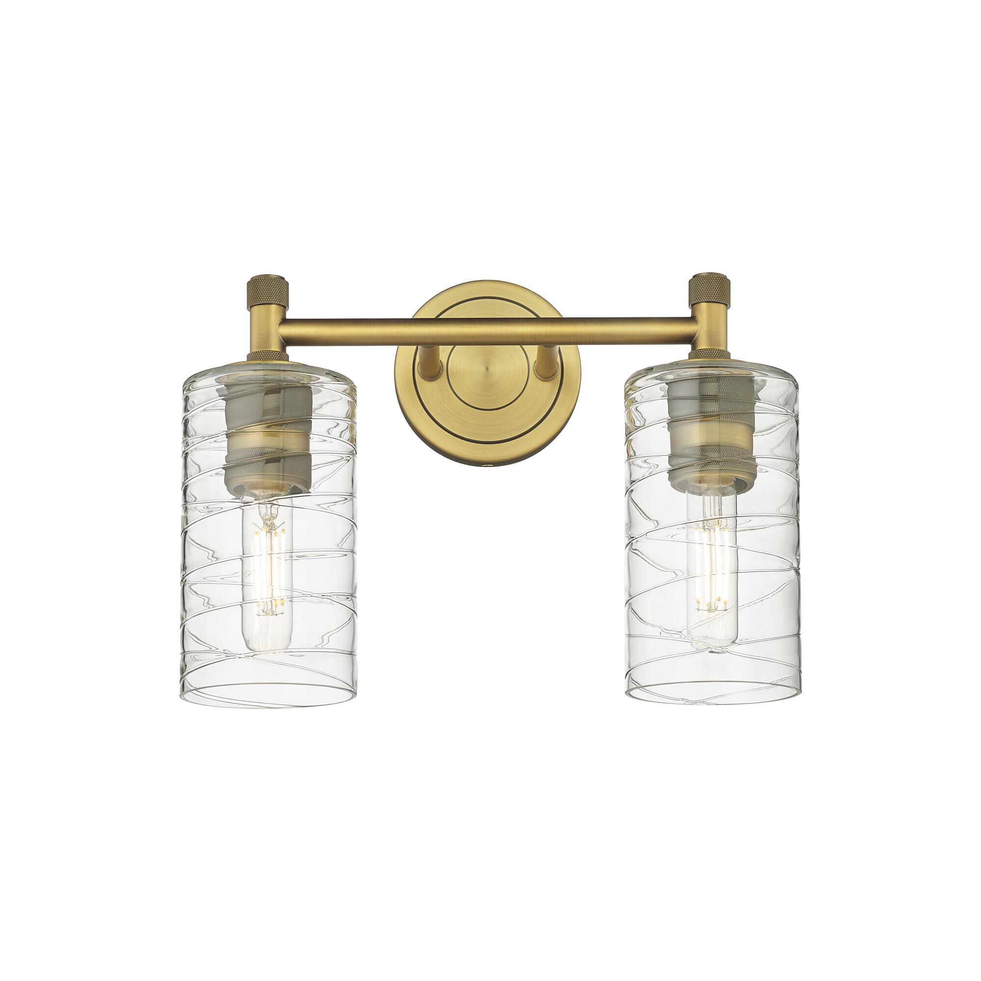 Shown in Brushed Brass finish and Deco Swirl glass and Deco Swirl Glass shade