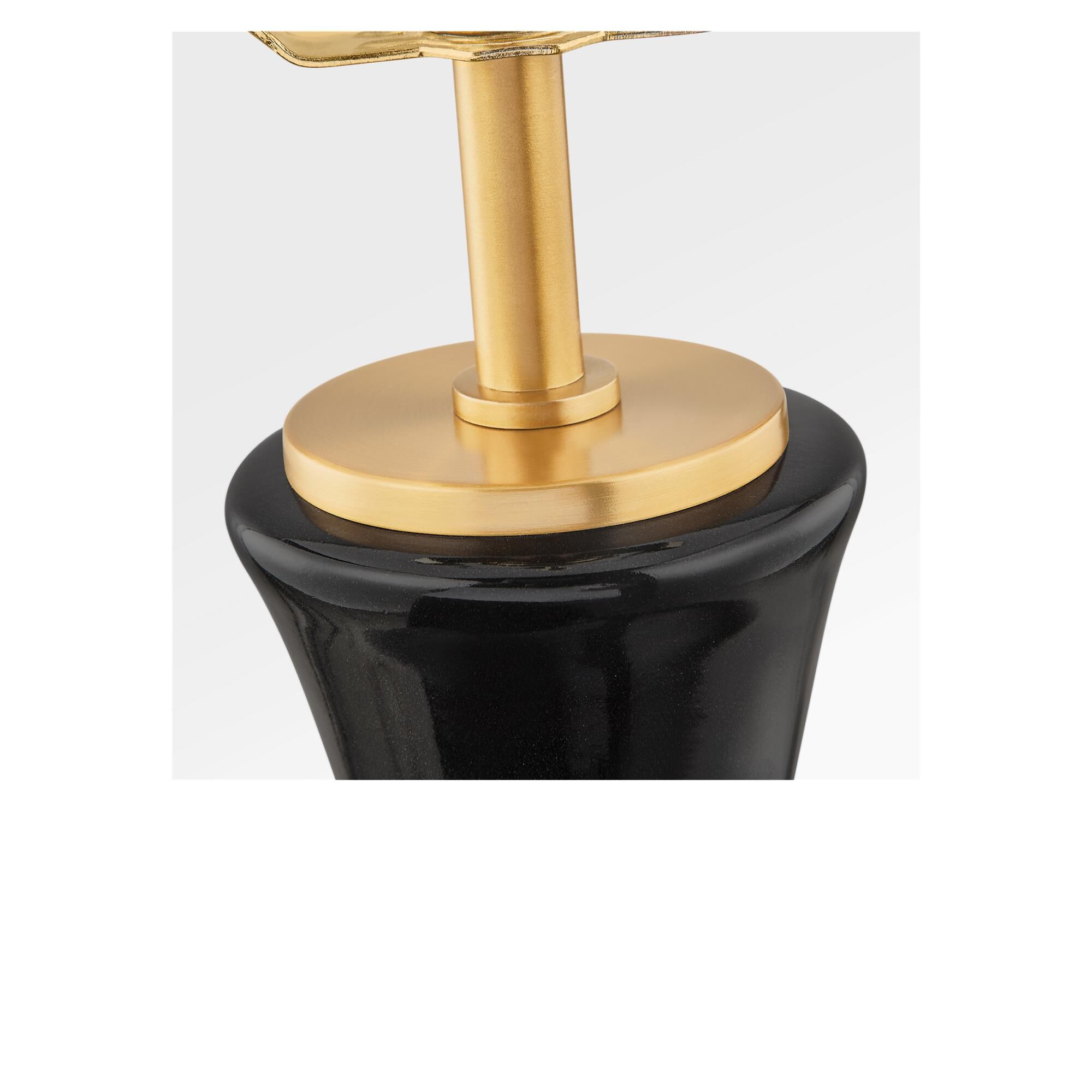 Shown in Black Ceramic finish and White Linen Fabric shade