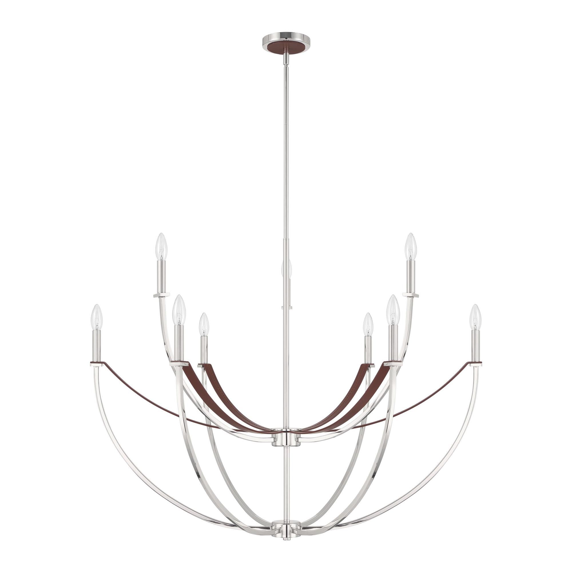 Shown in Polished Nickel and Dark Brown finish