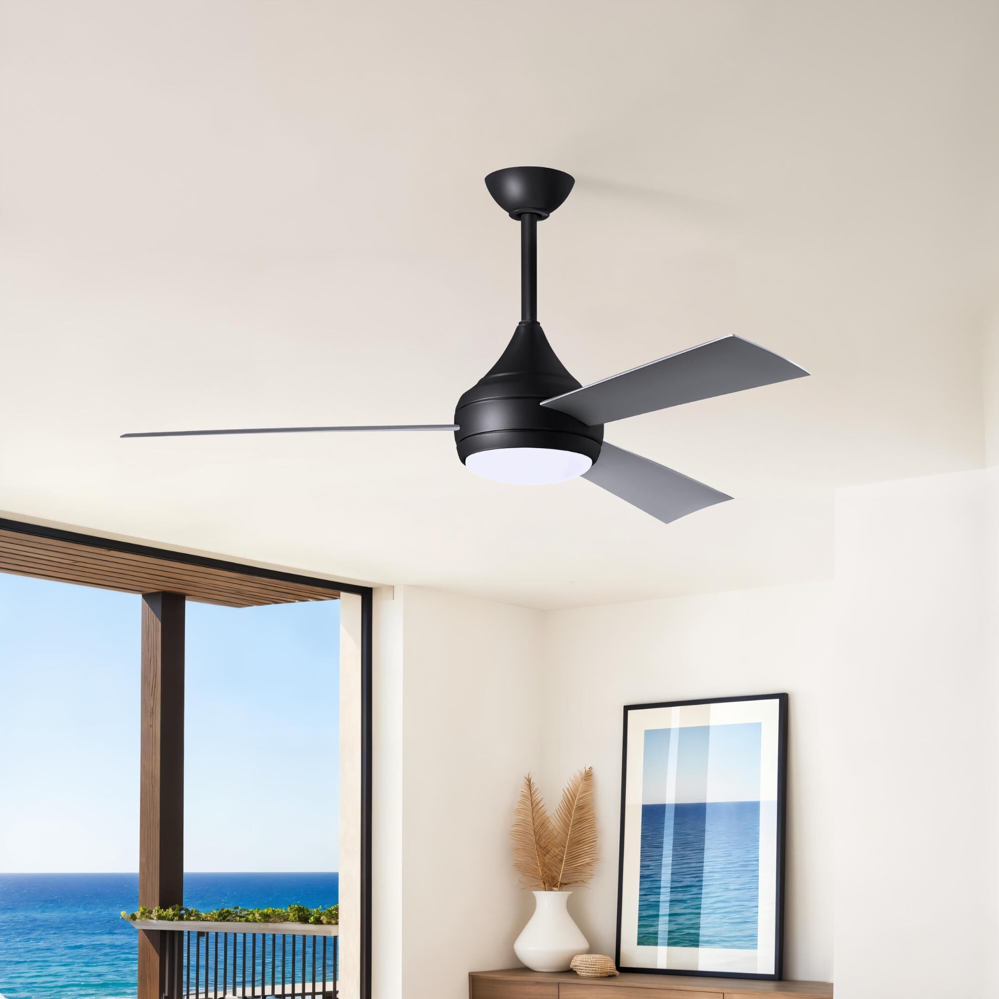 Donaire Outdoor Coastal Wet Rated 52 Inch Ceiling Fan with Light Kit by Matthews Fan Company