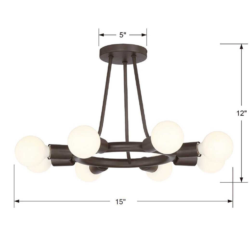 Dakota 15 Inch 8 Light Semi Flush Mount by Crystorama