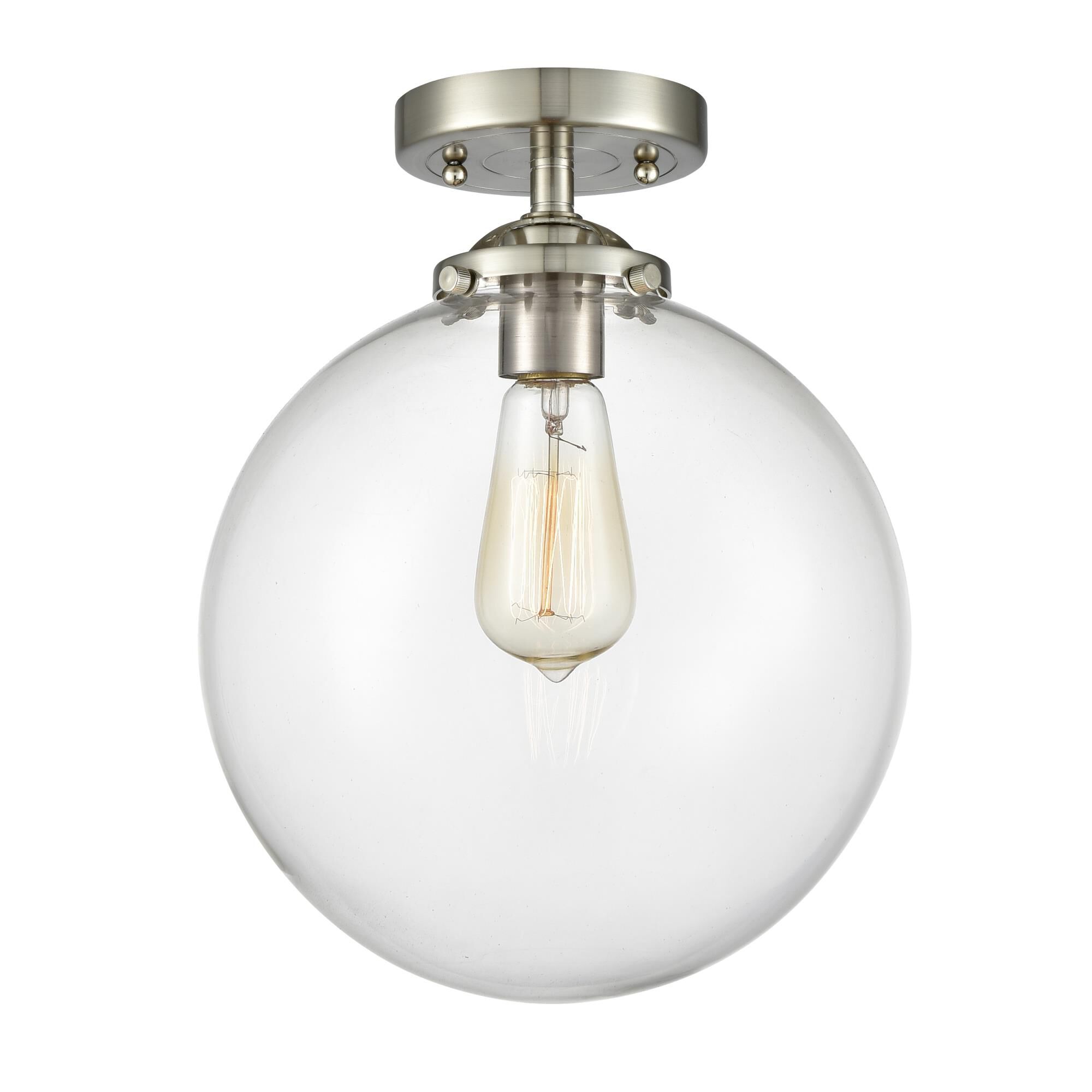 Shown in Brushed Satin Nickel finish and Clear glass