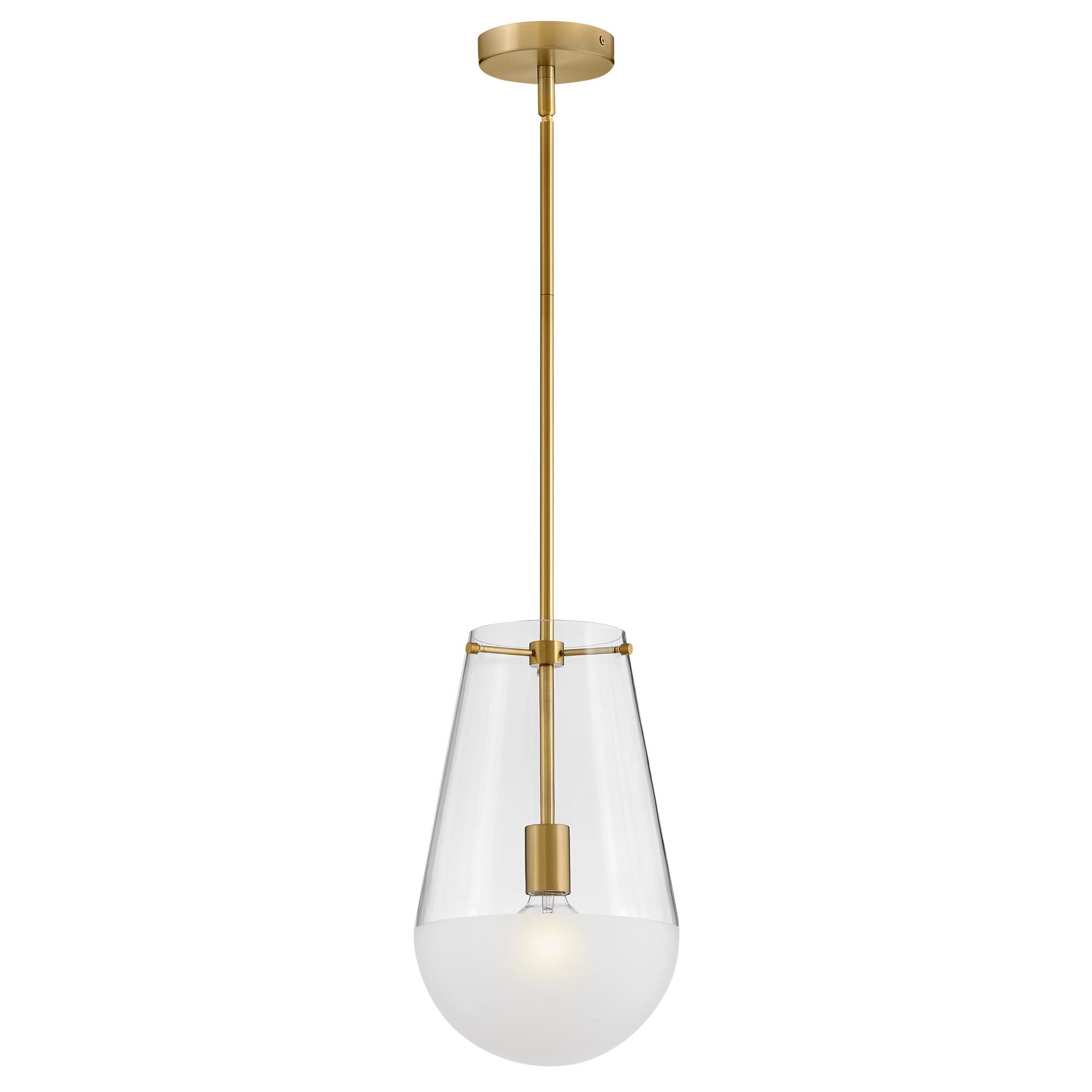 Shown in Lacquered Brass finish and Clear With Etch-Dipped glass