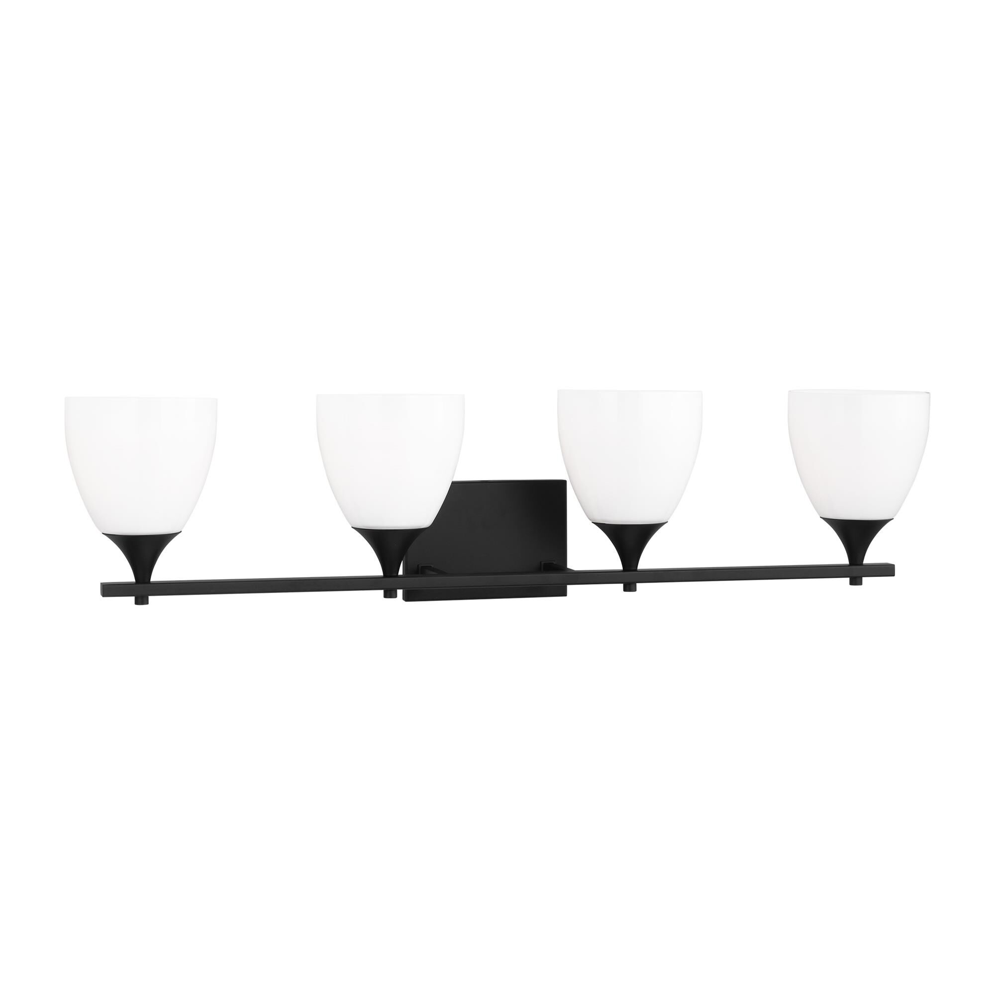Shown in Midnight Black finish and Milk Glass s shade