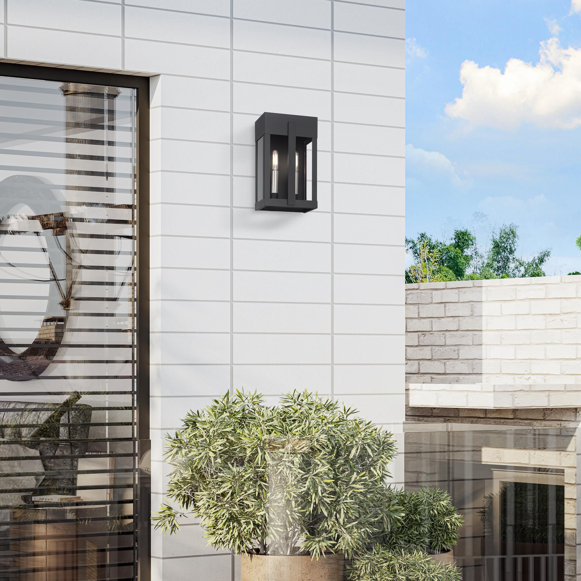 Shown in Black with Brushed Nickel Candles finish and Clear glass