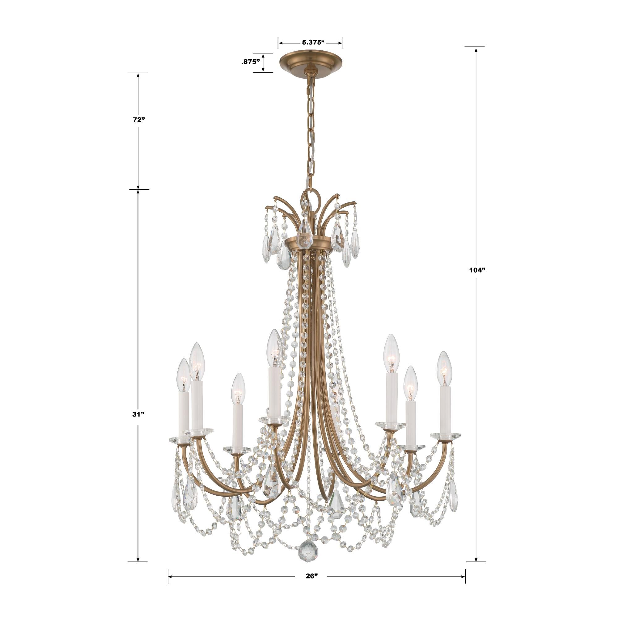 Shown in Aged Brass finish and Hand Cut crystal