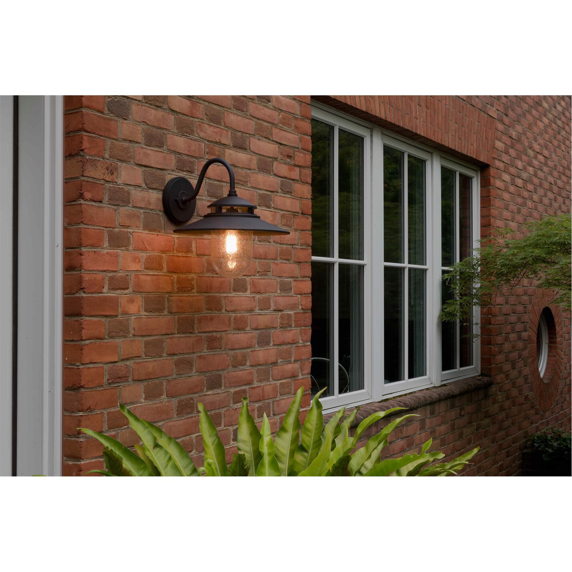 Shown in Aged Zinc finish and Clear Seedy glass