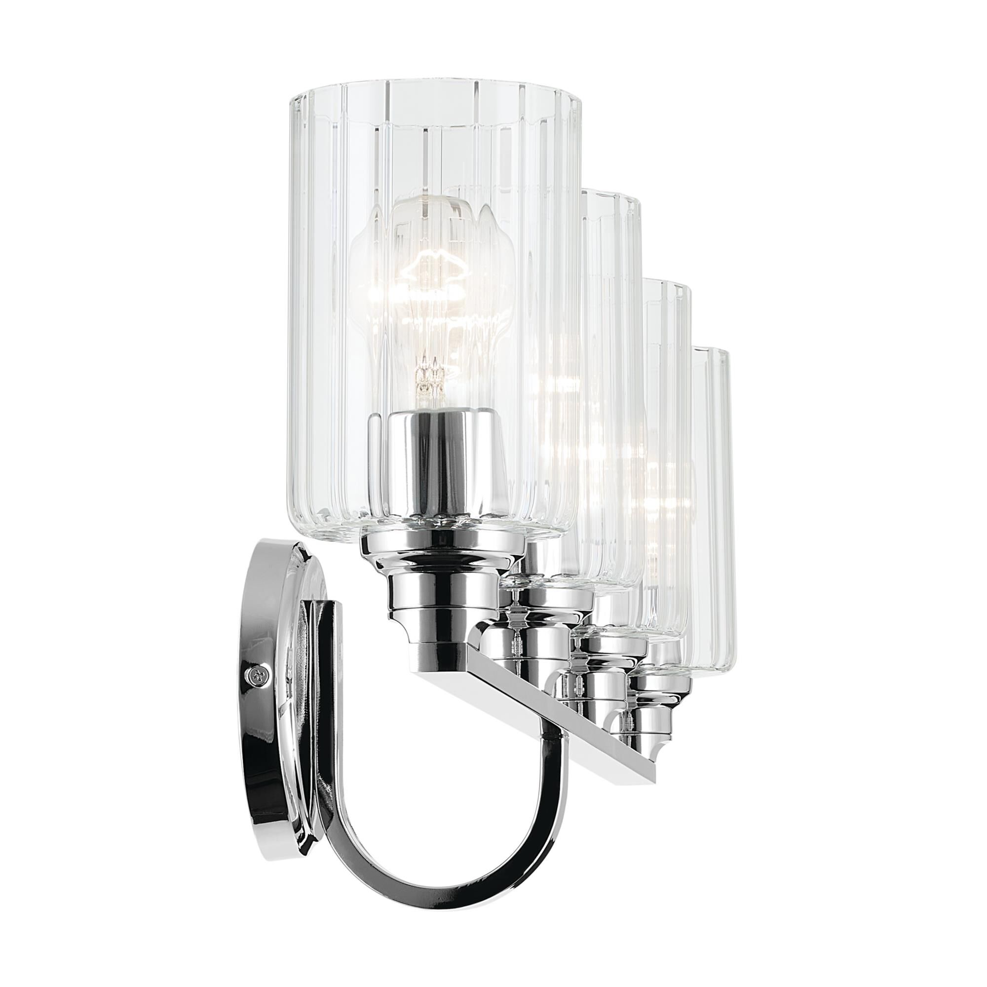 Shown in Chrome finish and Clear Fluted glass