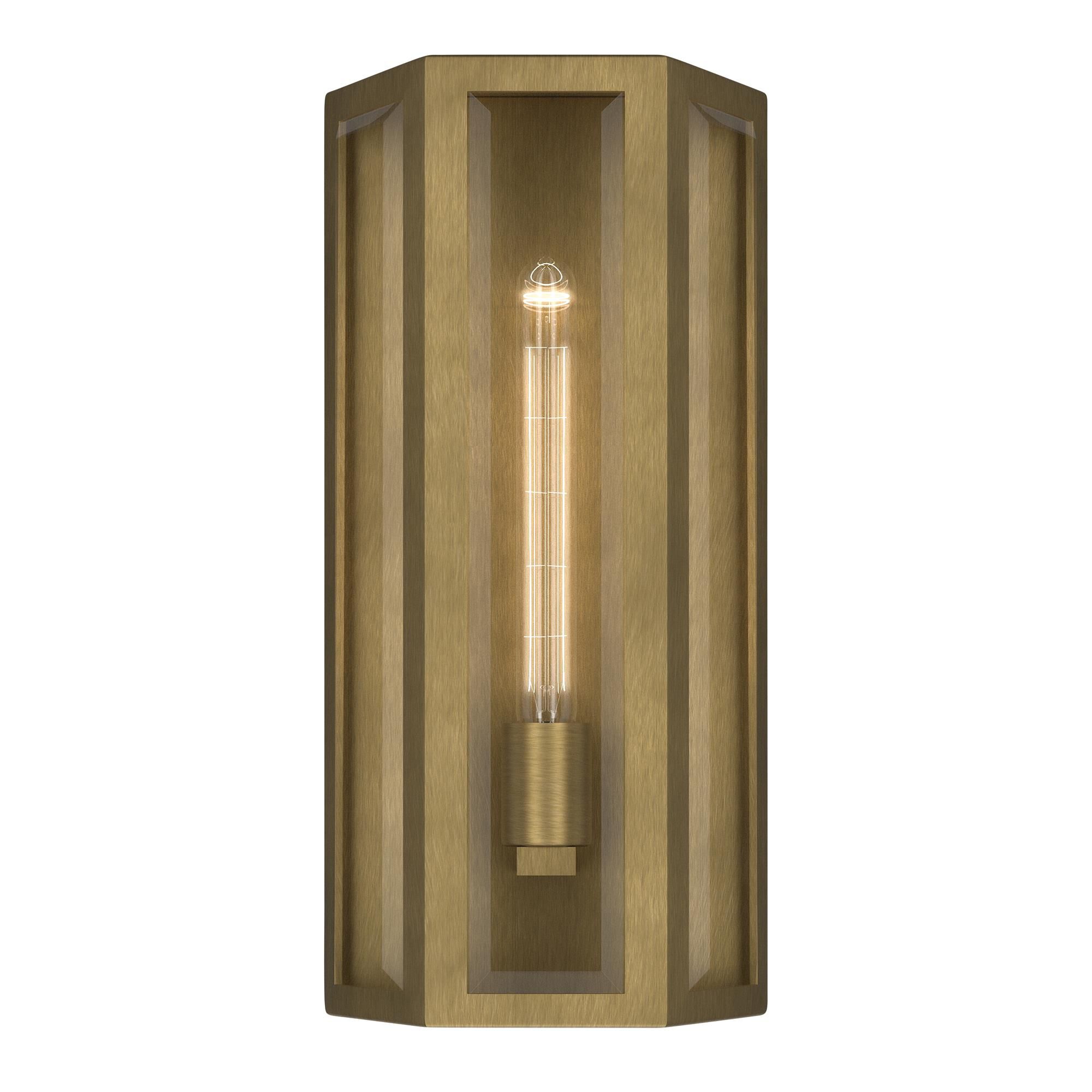 Shown in Natural Brass finish and Clear Beveled glass