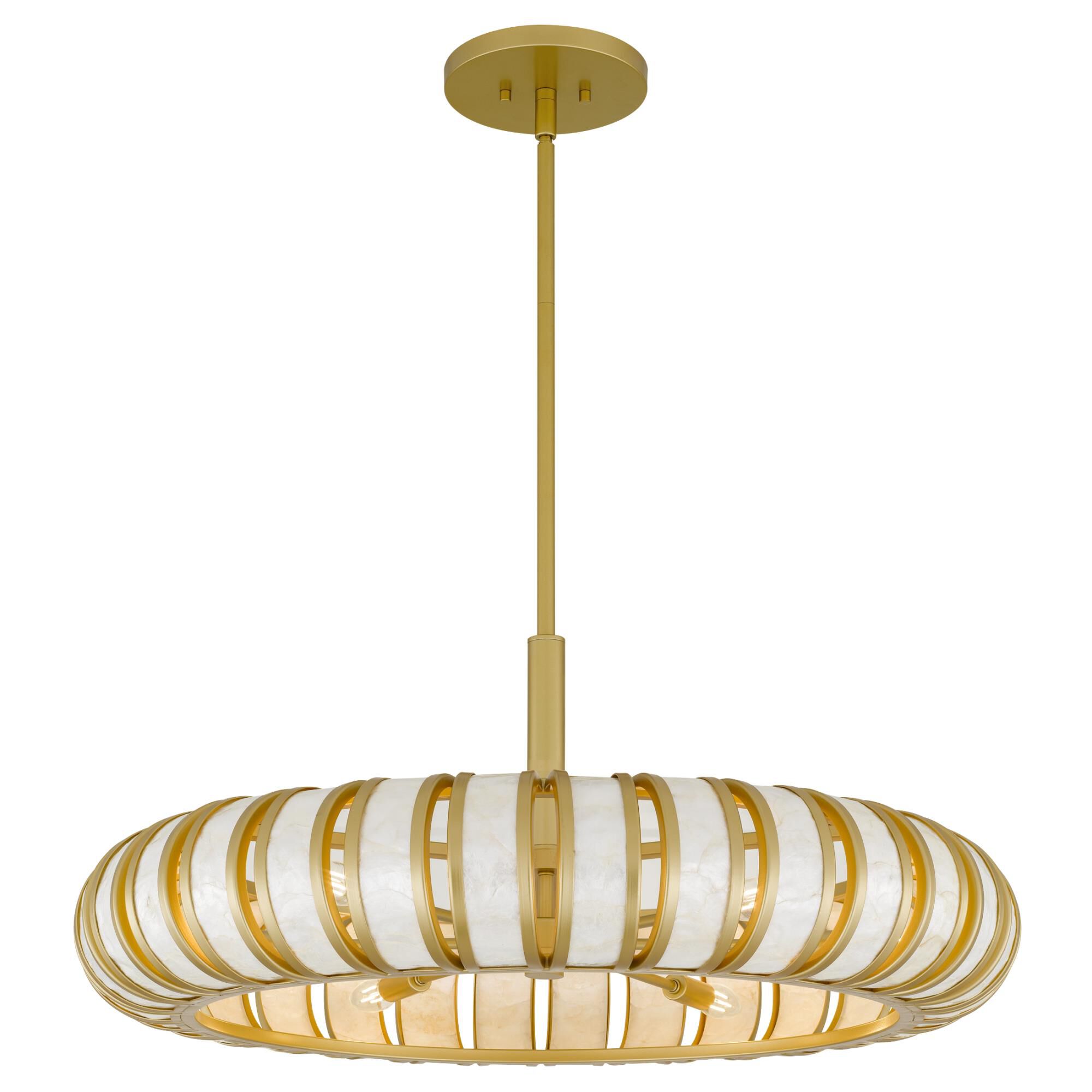 Shown in Soft Gold finish and Capiz Shell shade