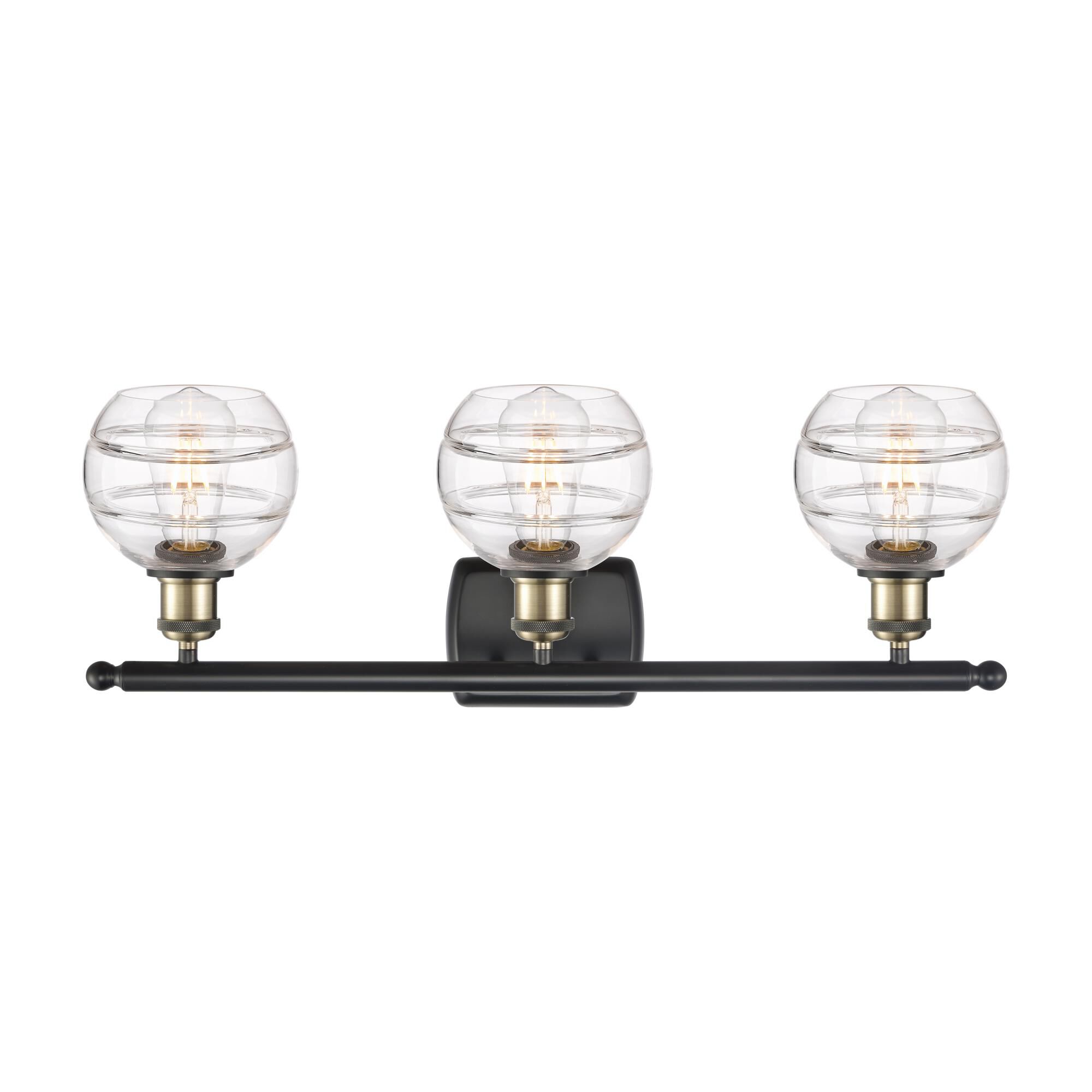 Shown in Black Antique Brass finish and Clear glass