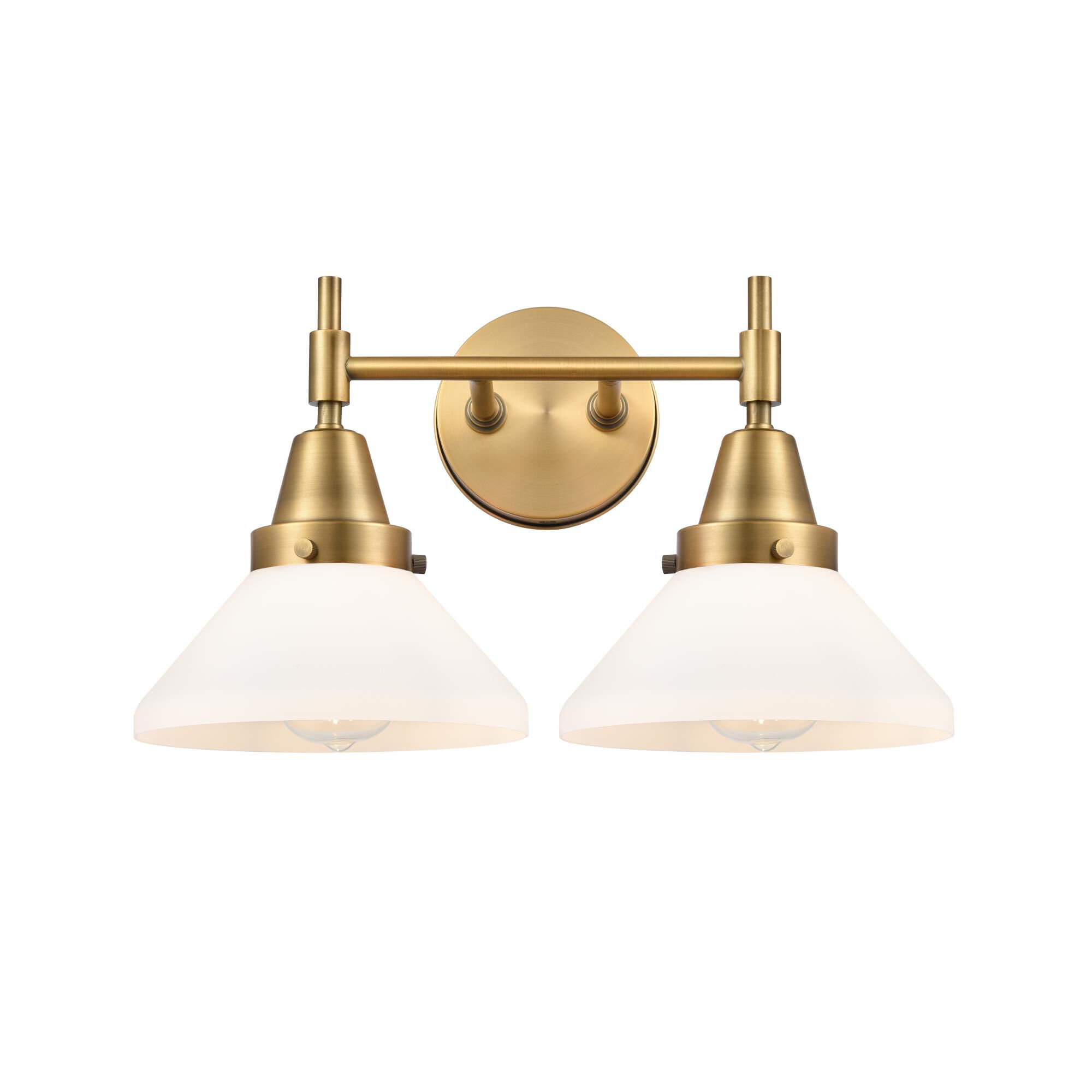 Shown in Brushed Brass finish and White Caden glass