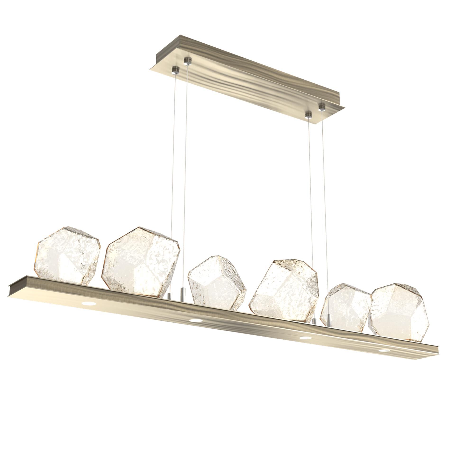 Shown in Heritage Brass finish and Amber glass