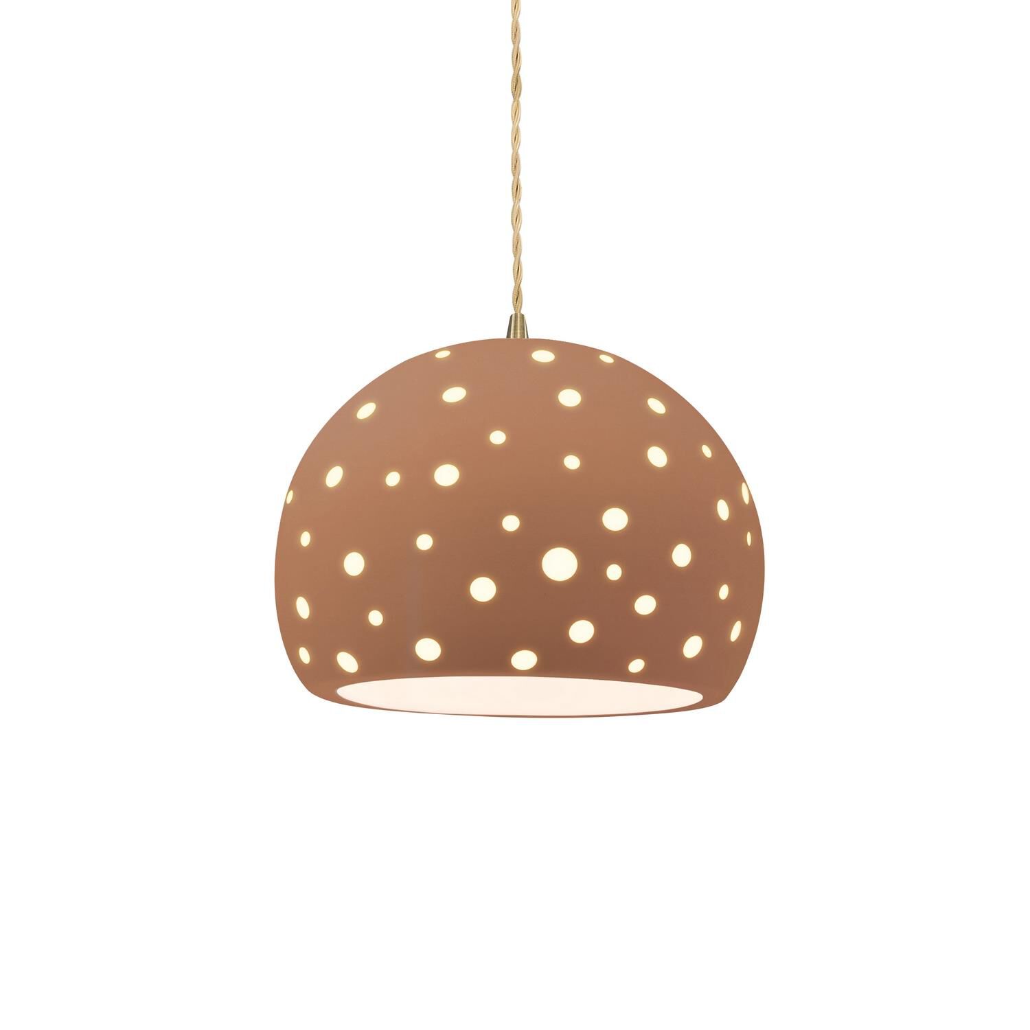 Shown in Antique Brass finish and Adobe shade