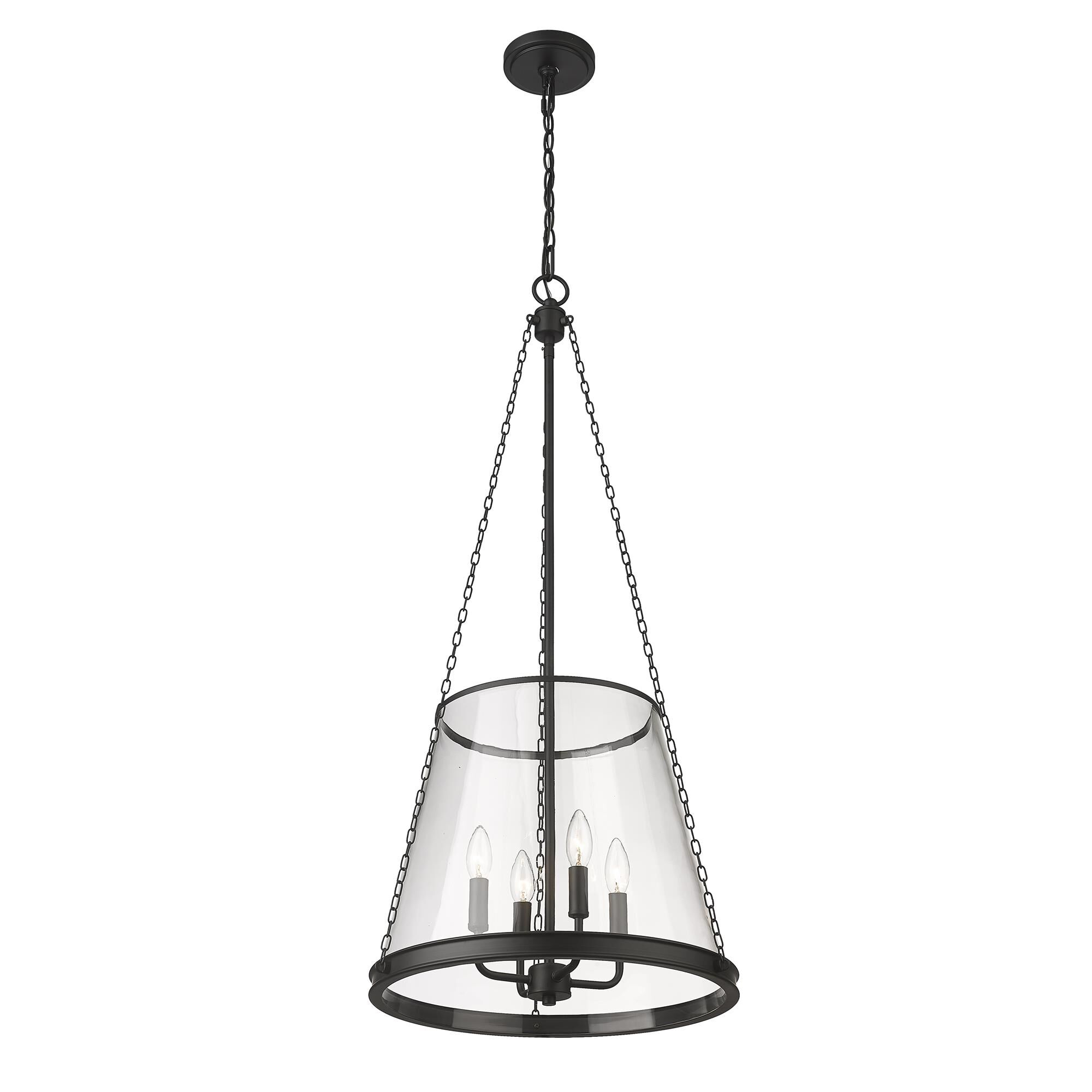Shown in Matte Black finish and Clear glass