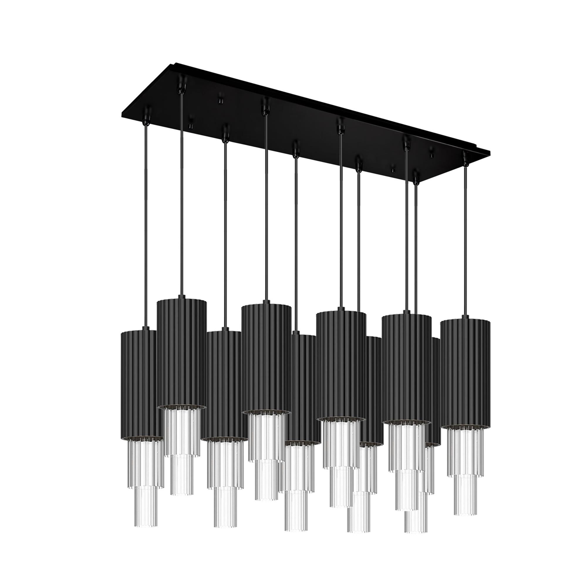 Shown in Matte Black finish and Clear Ribbed glass