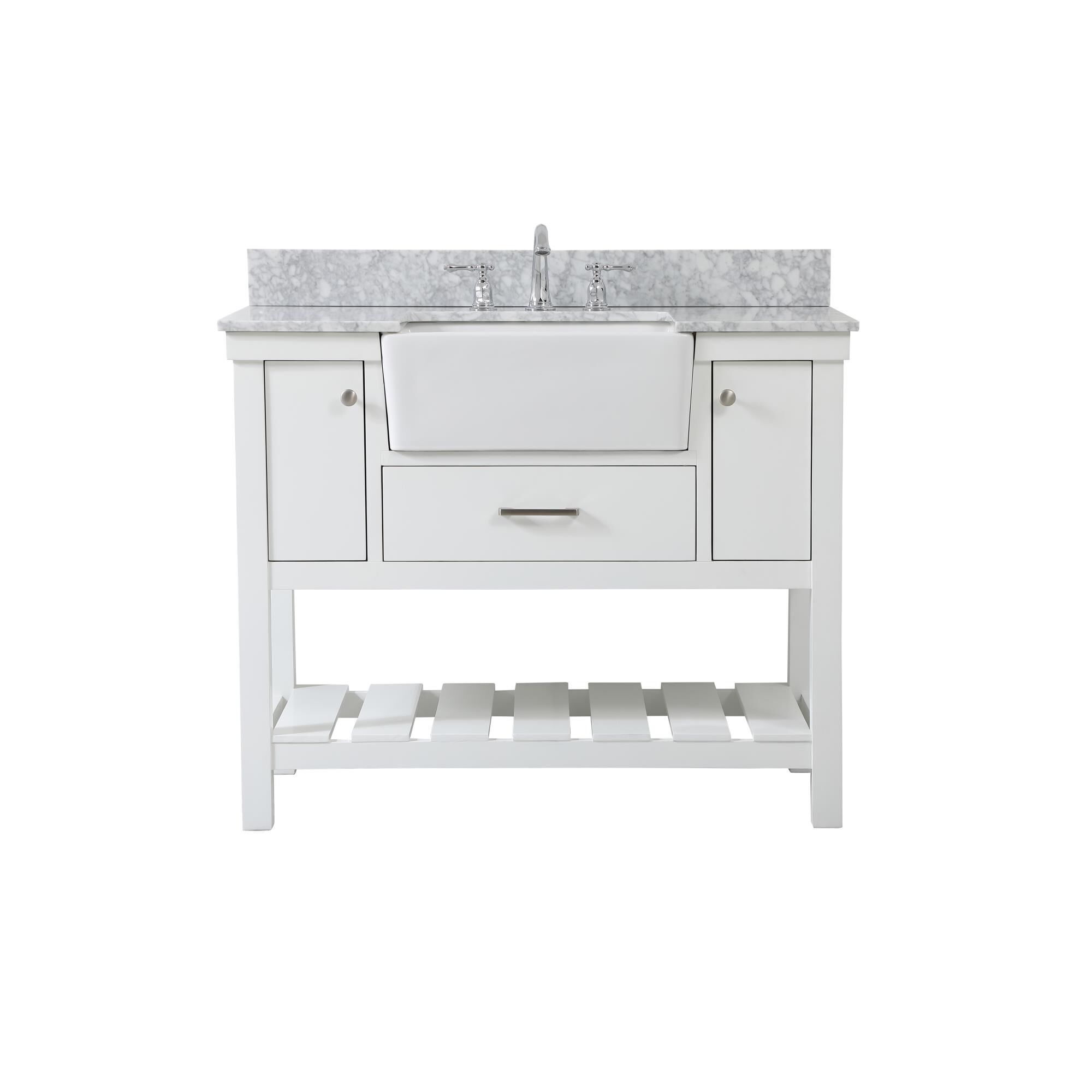Shown in White finish and With Backsplash accent