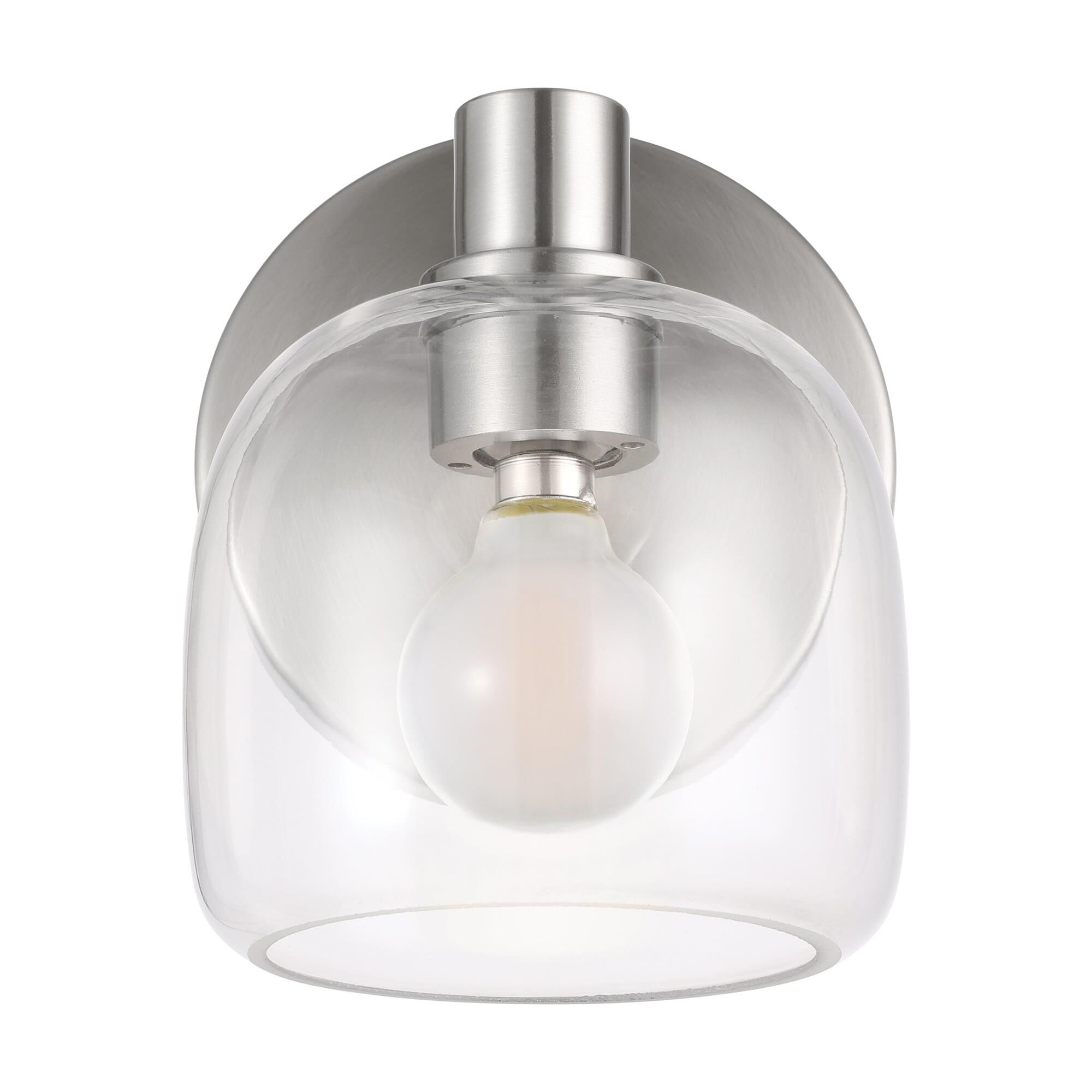 Shown in Brushed Nickel finish and Clear glass