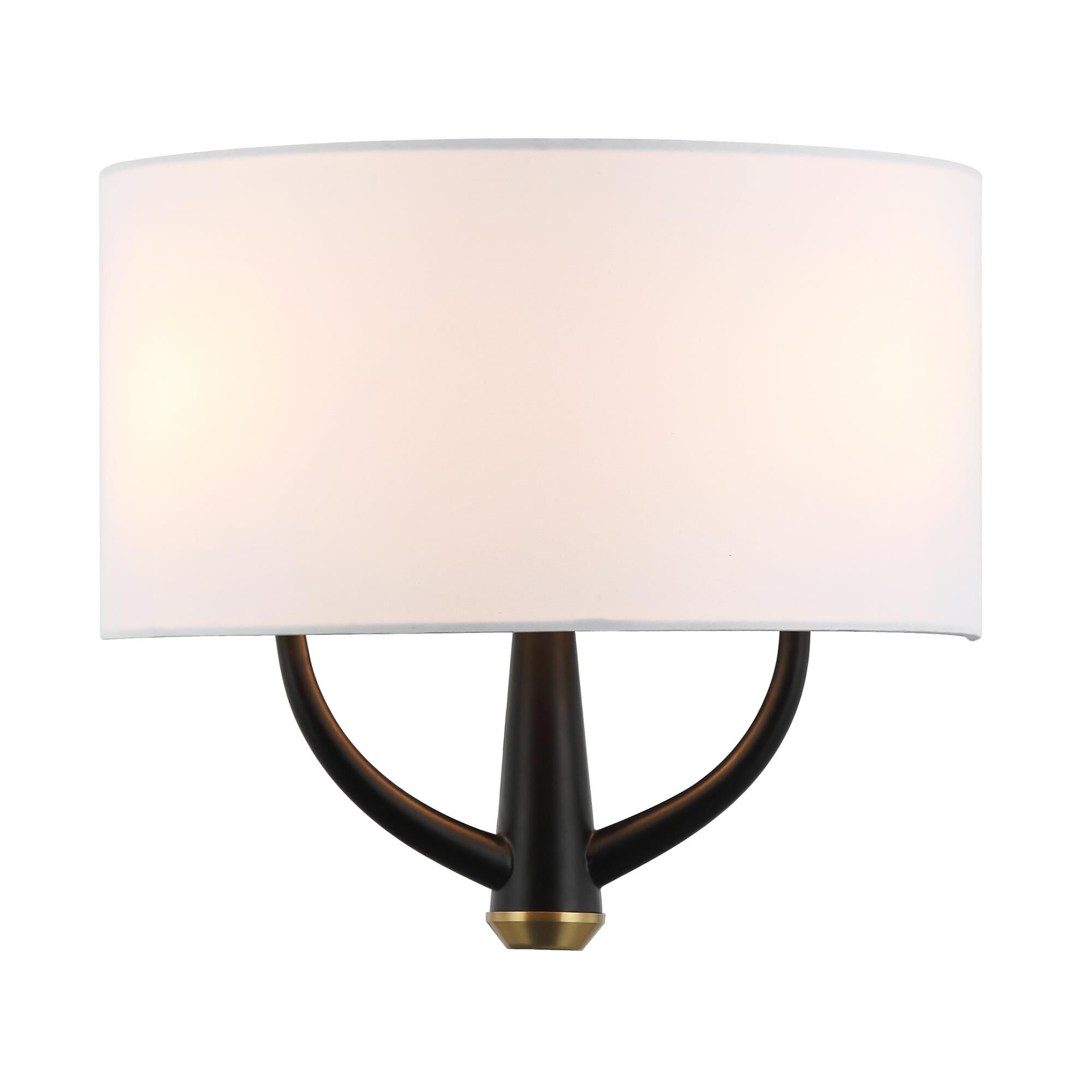 Shown in Black/Satin Brass finish and White Cotton shade