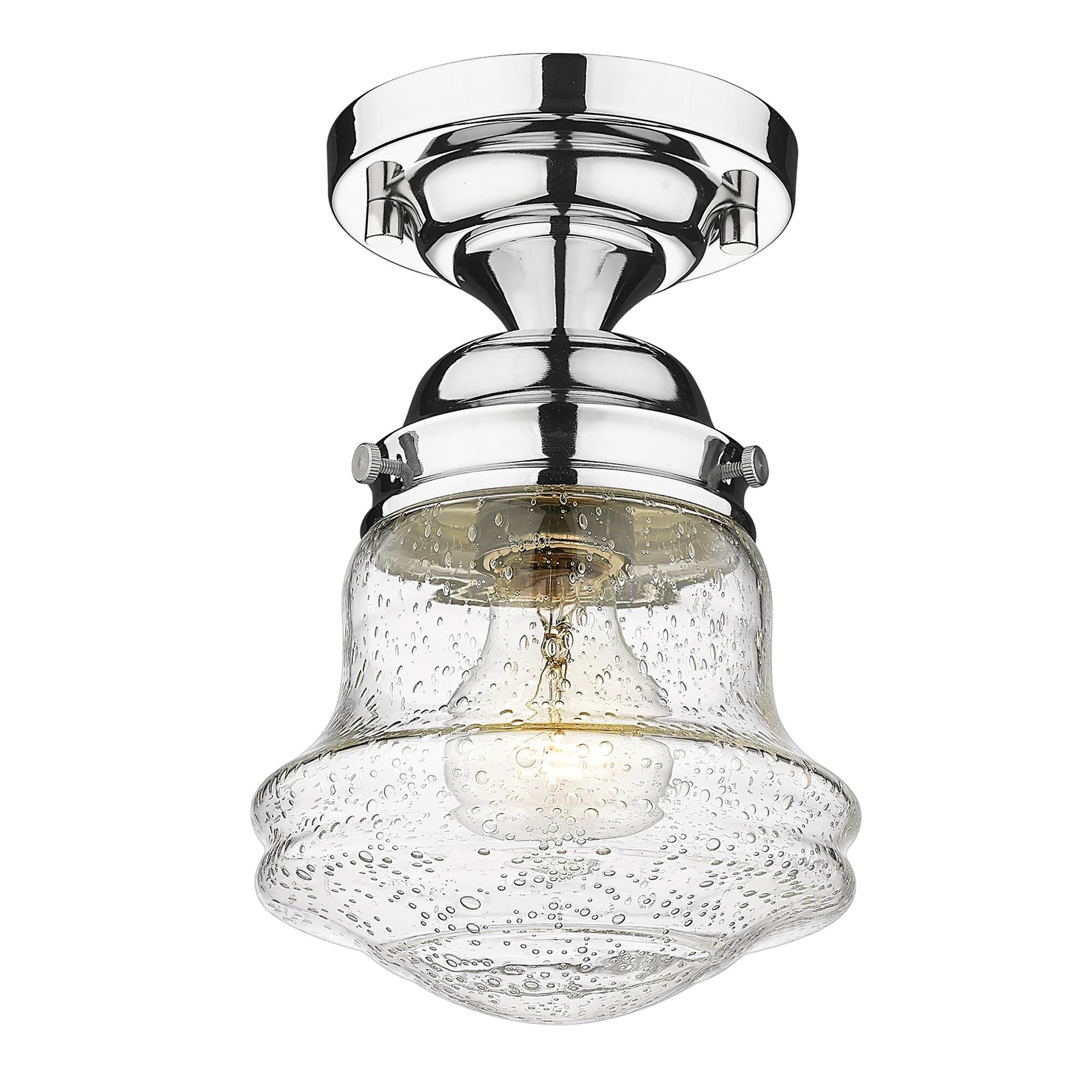 Shown in Chrome finish and Clear Seedy glass