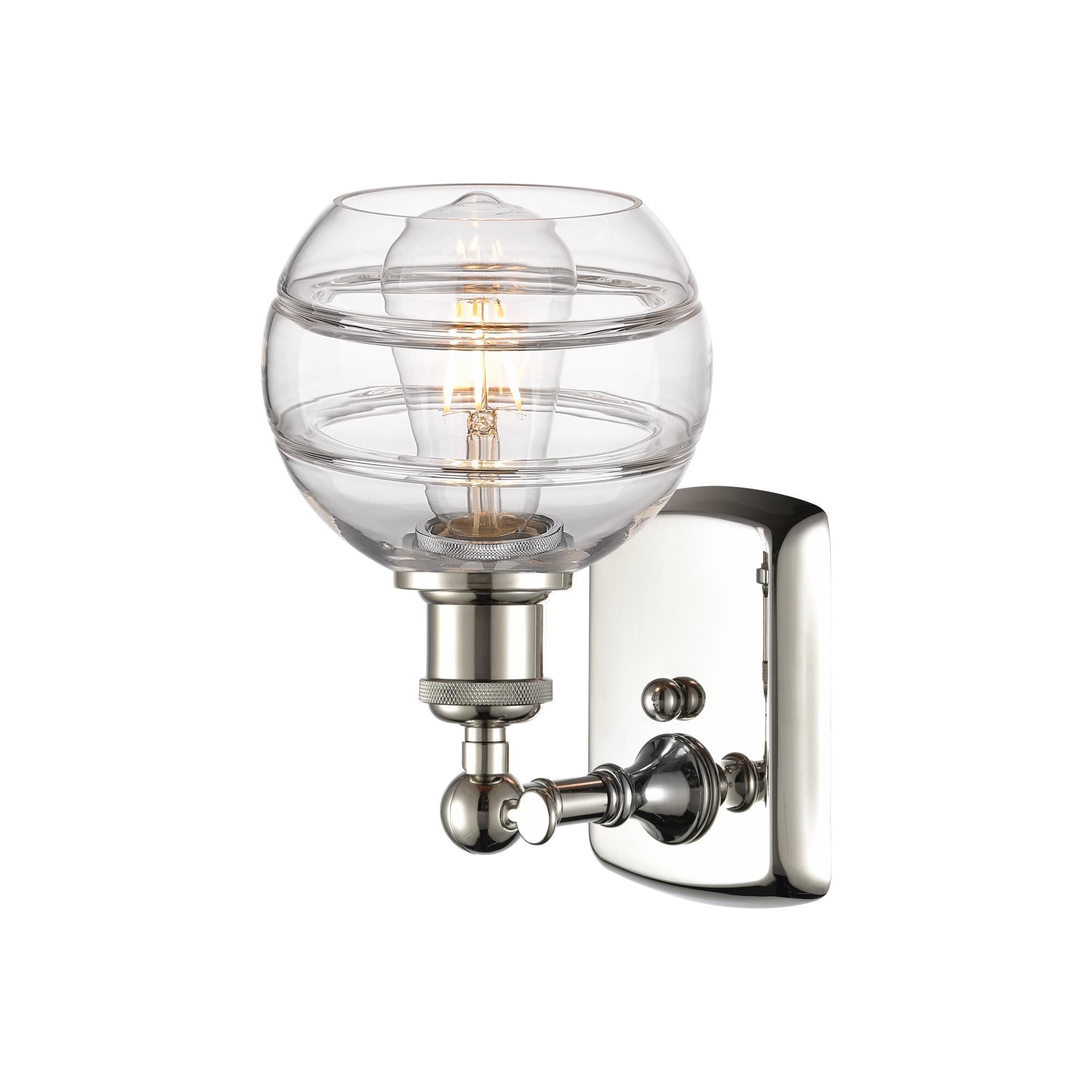 Shown in Polished Nickel finish and Clear glass