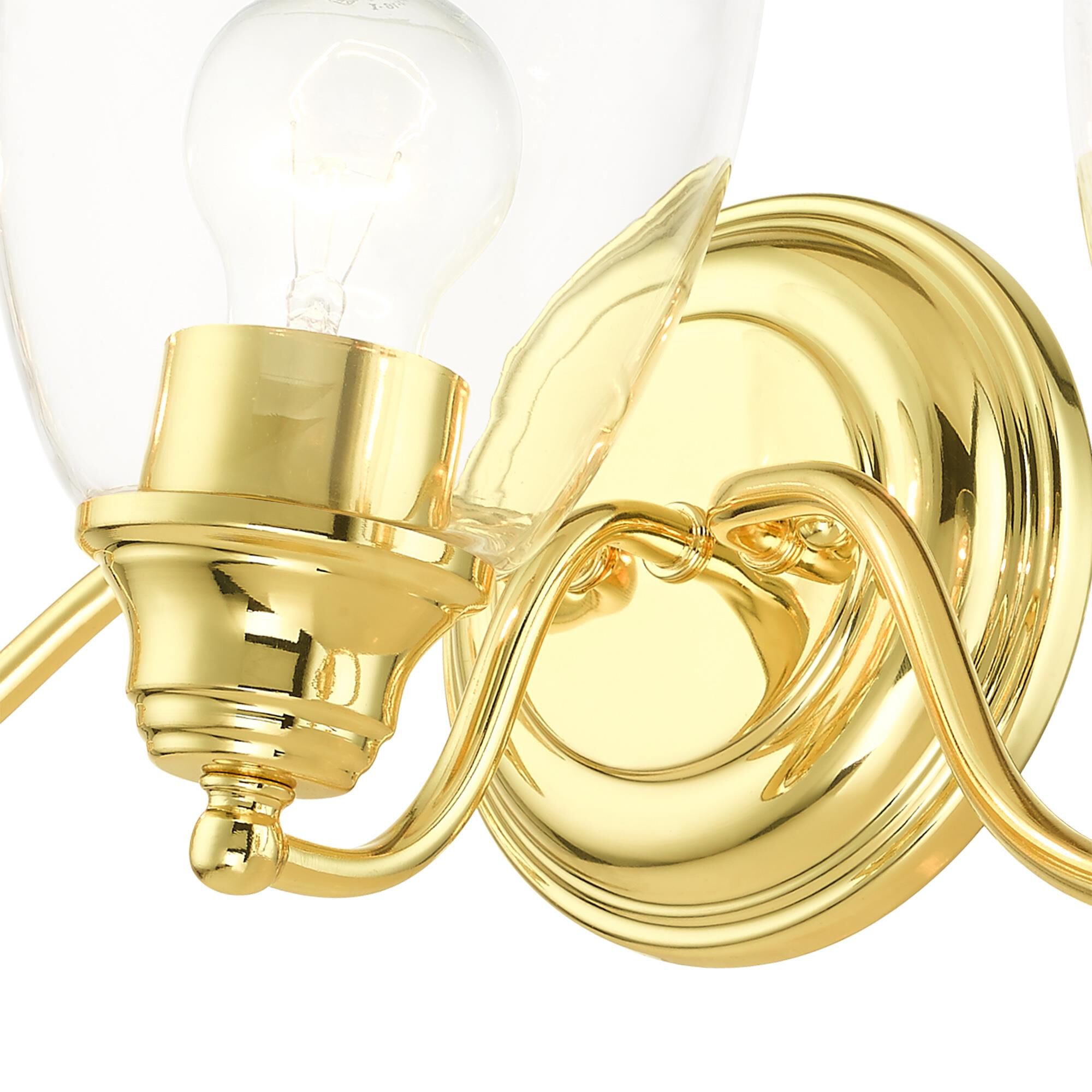 Shown in Polished Brass finish and Hand Blown Clear glass