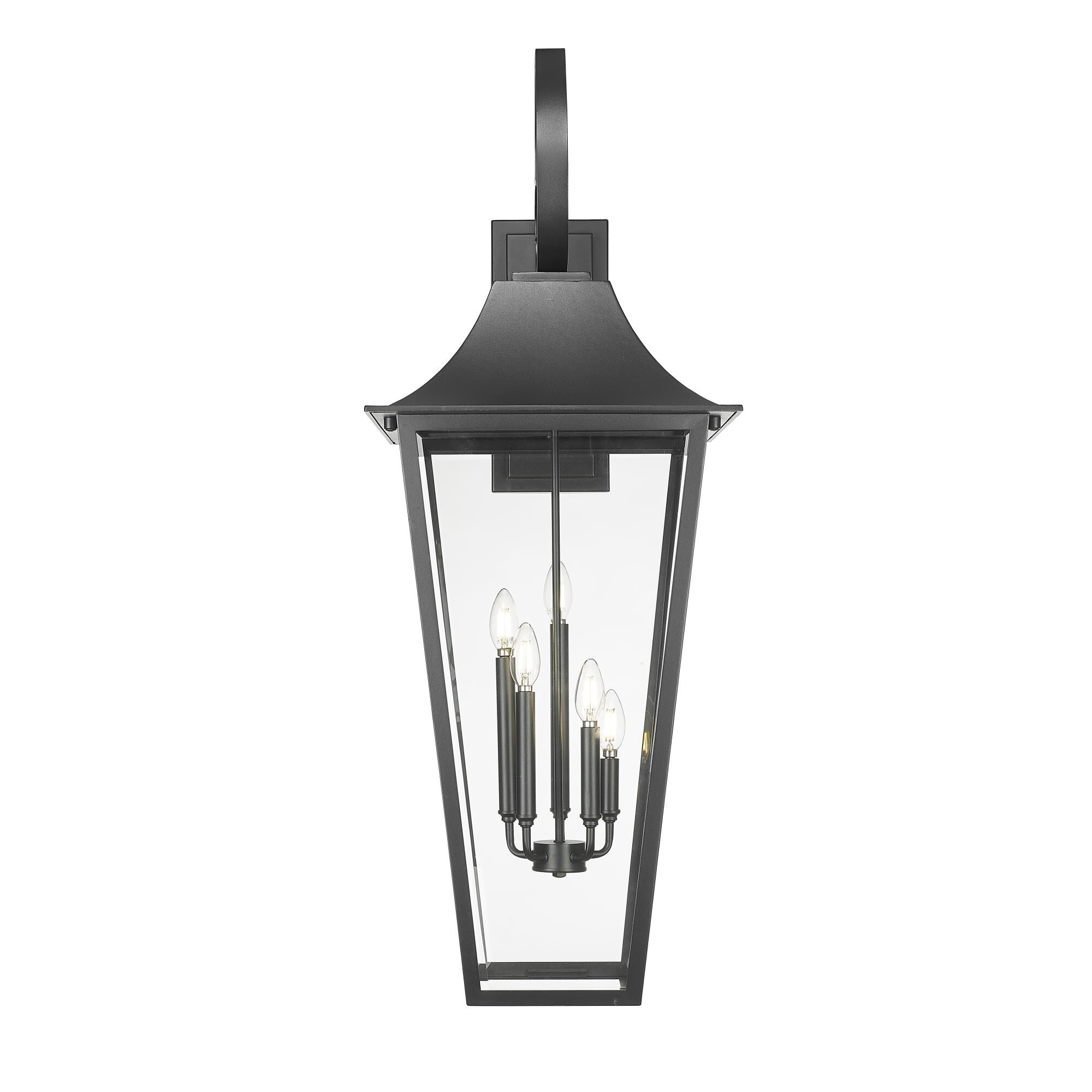 Shown in Black finish and Clear Beveled glass and Clear Beveled shade