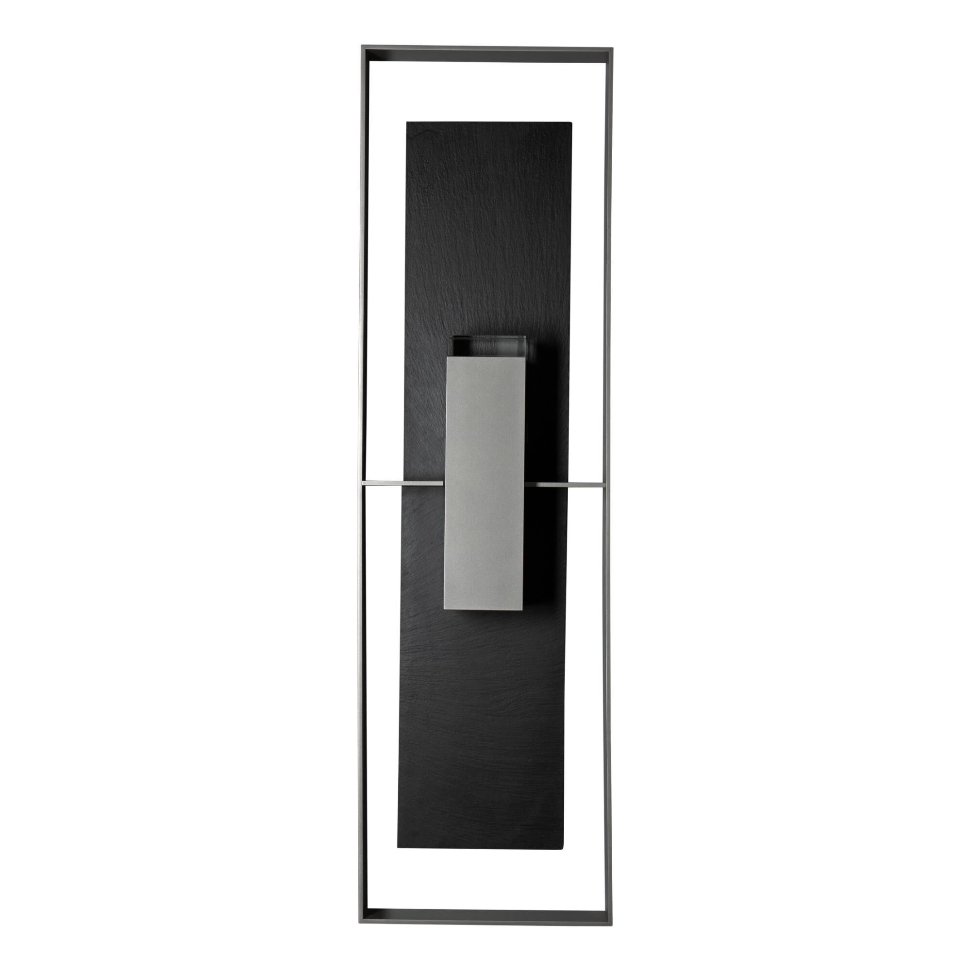 Shown in Coastal Burnished Steel finish and Clear glass and Slate accent