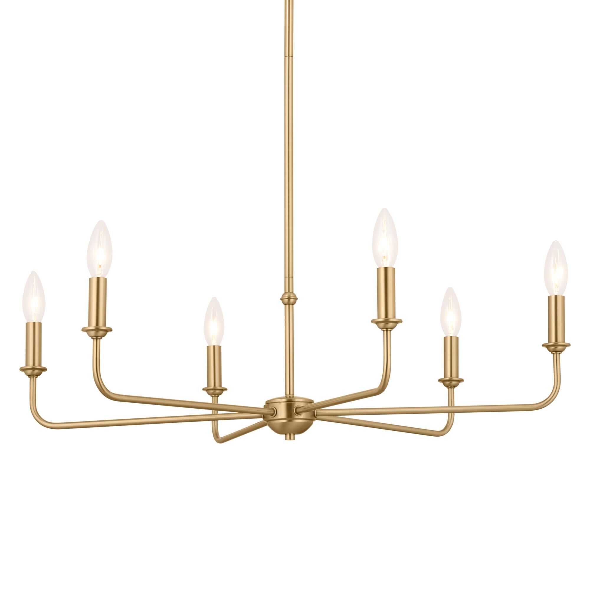 Shown in Brushed Natural Brass finish and Fabric and Bell shade