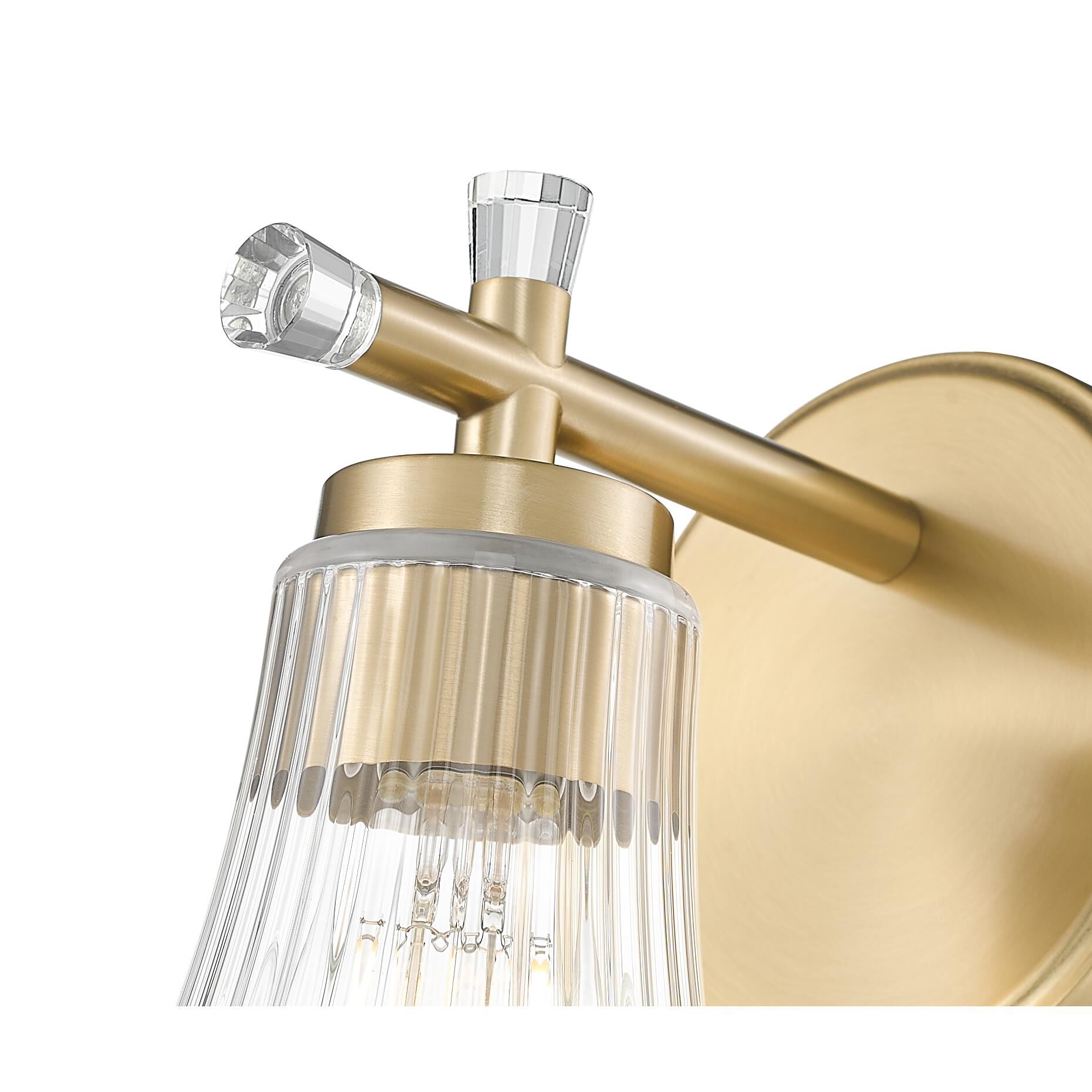 Shown in Modern Gold finish and Clear glass and Clear shade