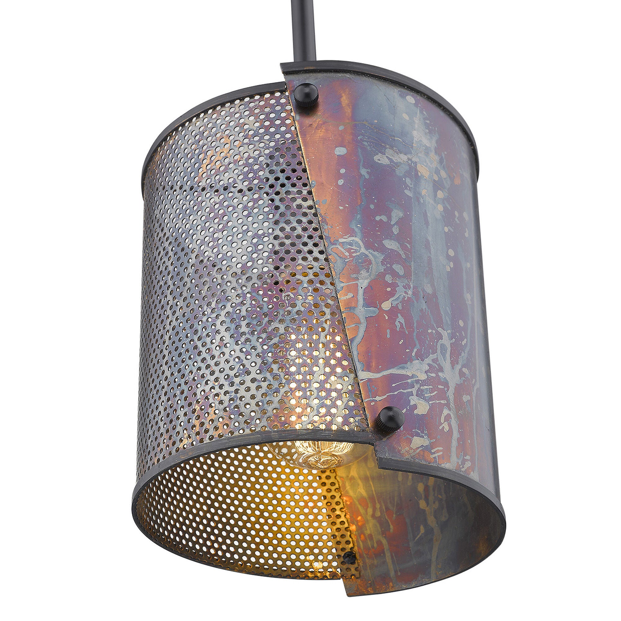 Shown in Bronze Patina finish and Bronze Patina glass and Bronze Patina, Metal Drum shade