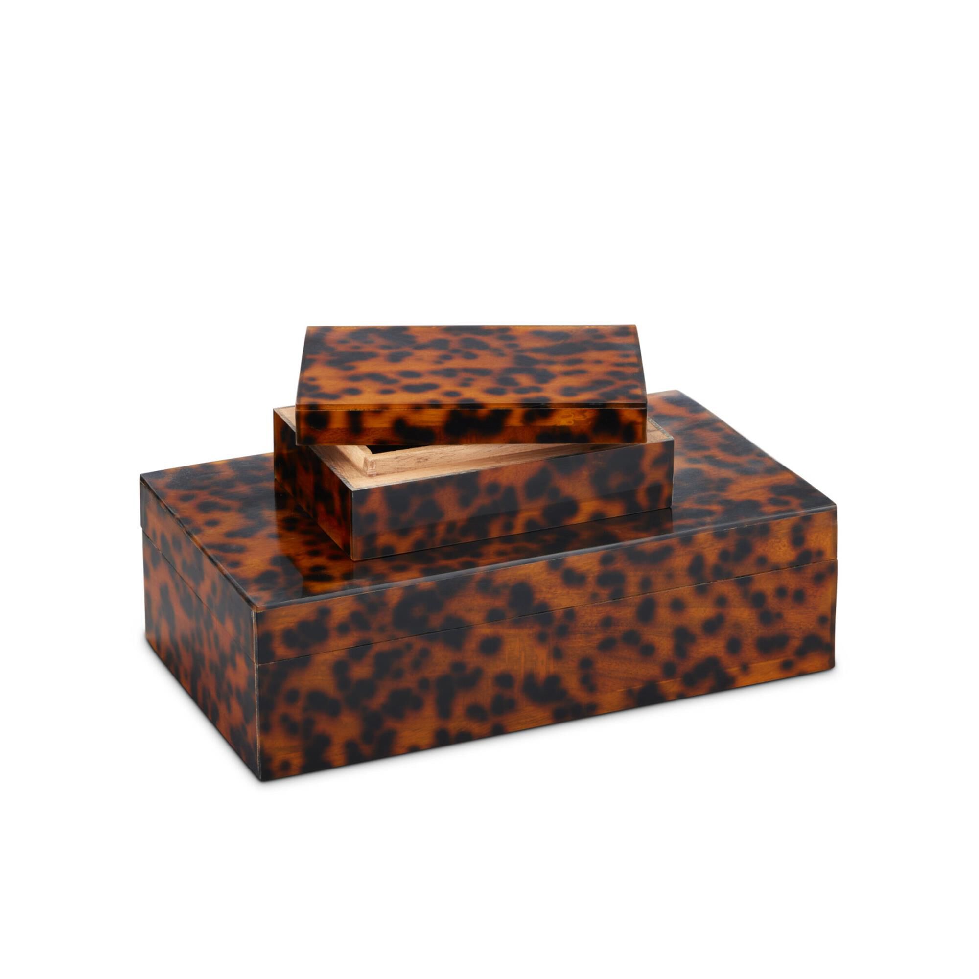 Faux Tortoise Box Set of 2 Accent Box,