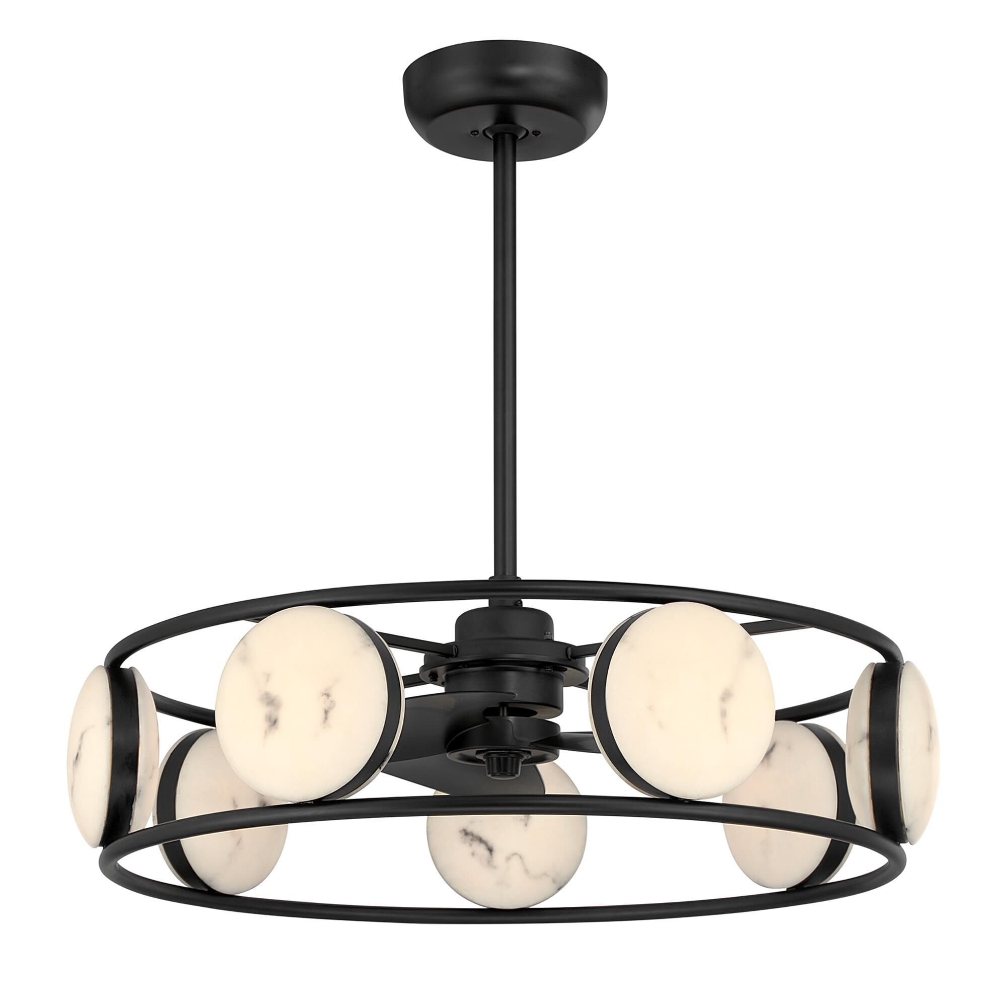 Shown in Matte Black finish and Faux Alabaster glass