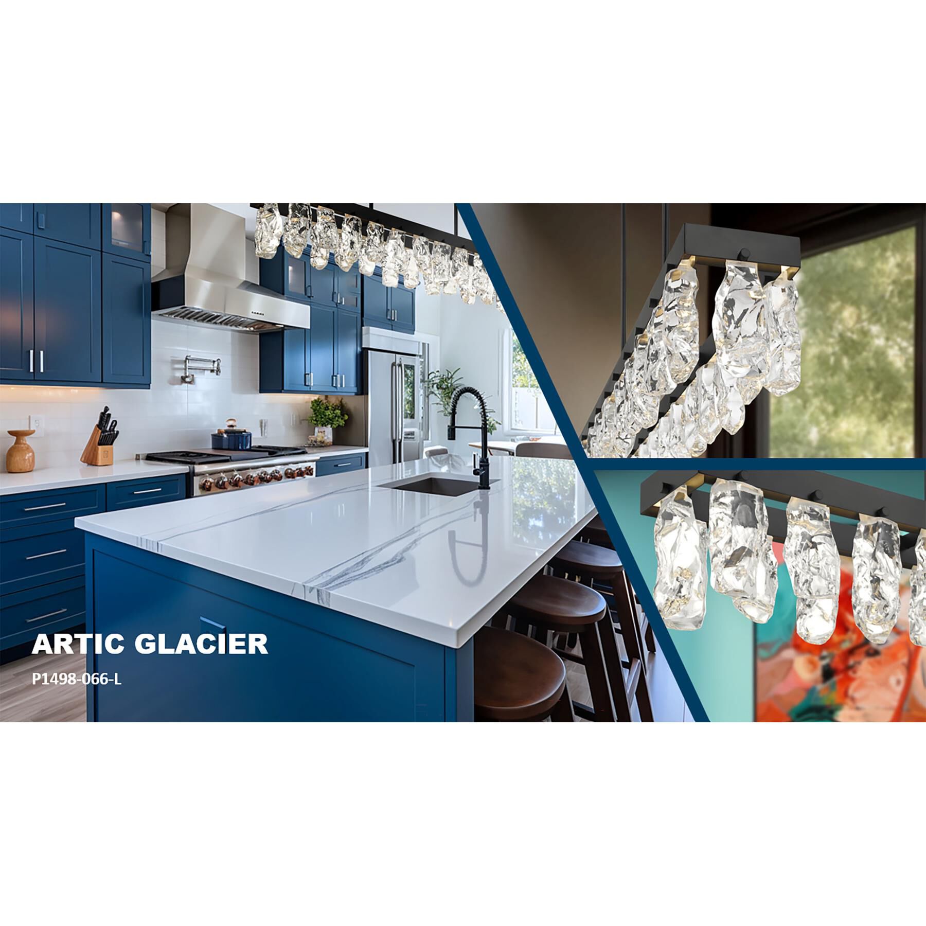 Shown in Coal finish and Faux Rock Crystal glass