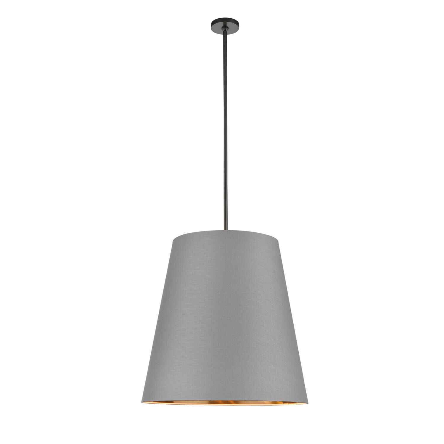 Shown in Bronze. Gray and Gold finish and Gray Linen shade